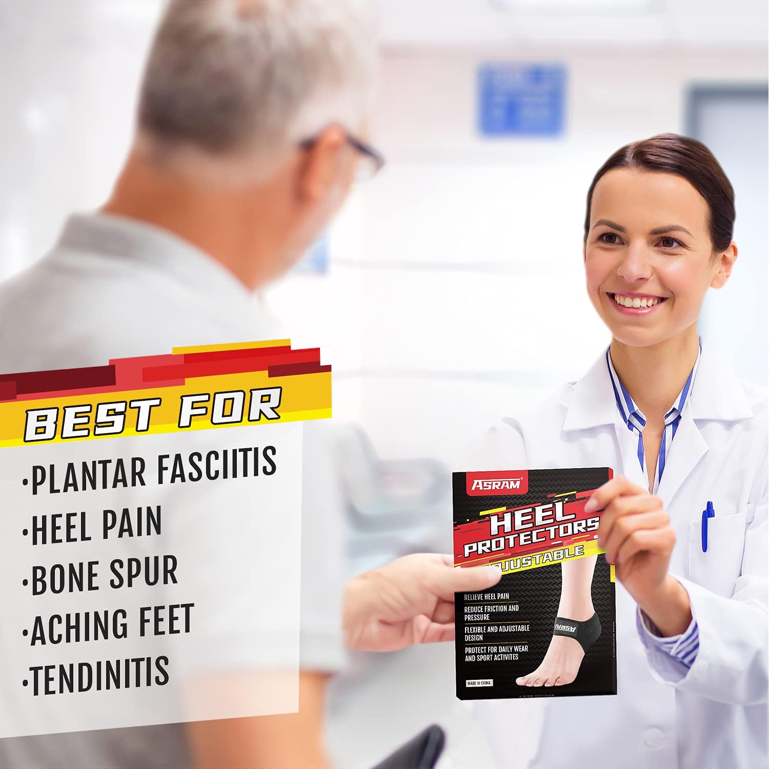 Adjustable Heel Protectors,Heel Sleeve Inserts,Heel Cups for Plantar Fasciitis, Heel Cushion for Achilles Tendonitis Bone Spur Aching Feet Relieve Heel Pain.(Women4.5-9.5/Men6-8.5) : Health & Household
