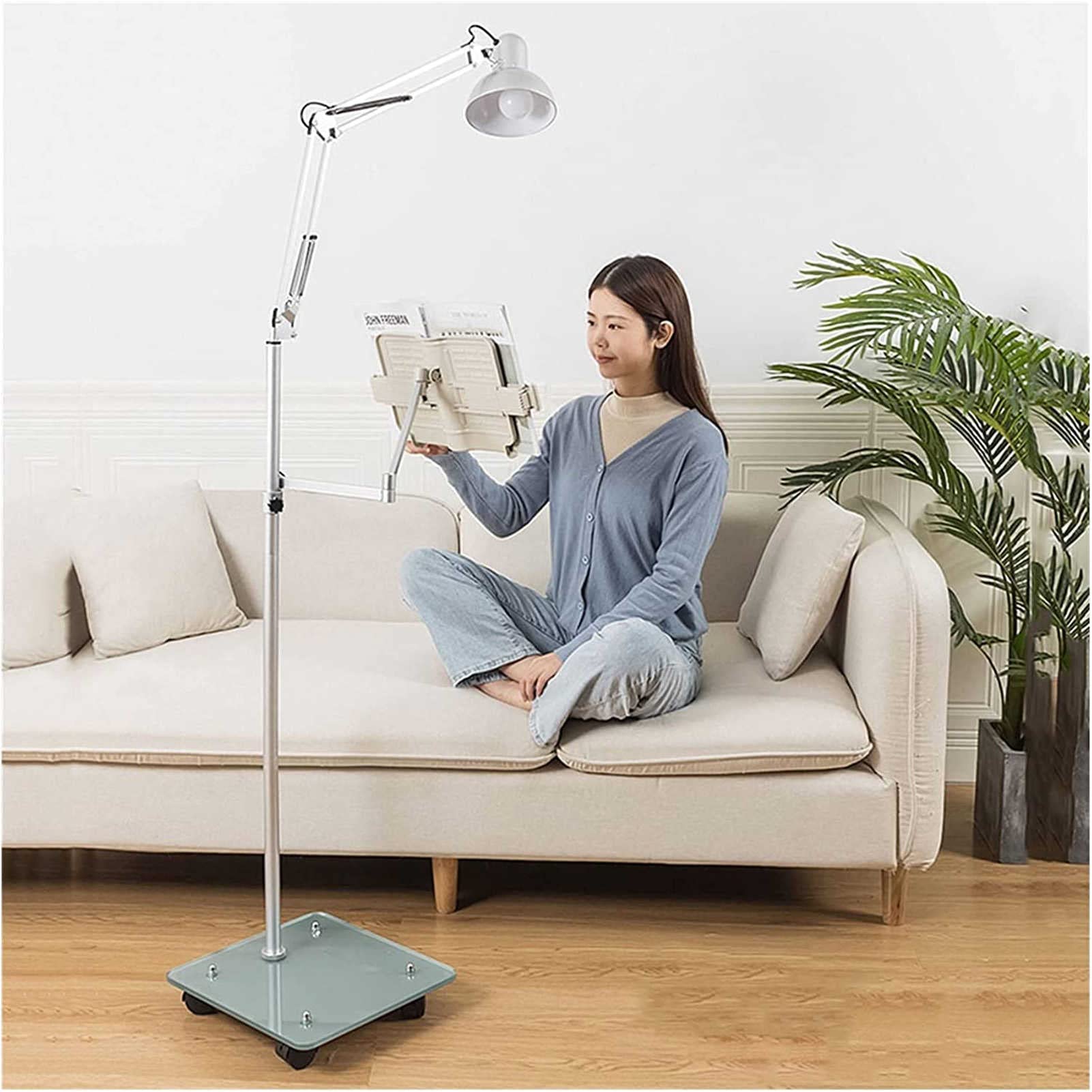 Estante de Lectura Multifuncional de pie con Ruedas: Soporte Ajustable para Libros, partituras y computadora portátil para Leer con Manos Libres en la Cama o en Cualquier Otro Lugar.