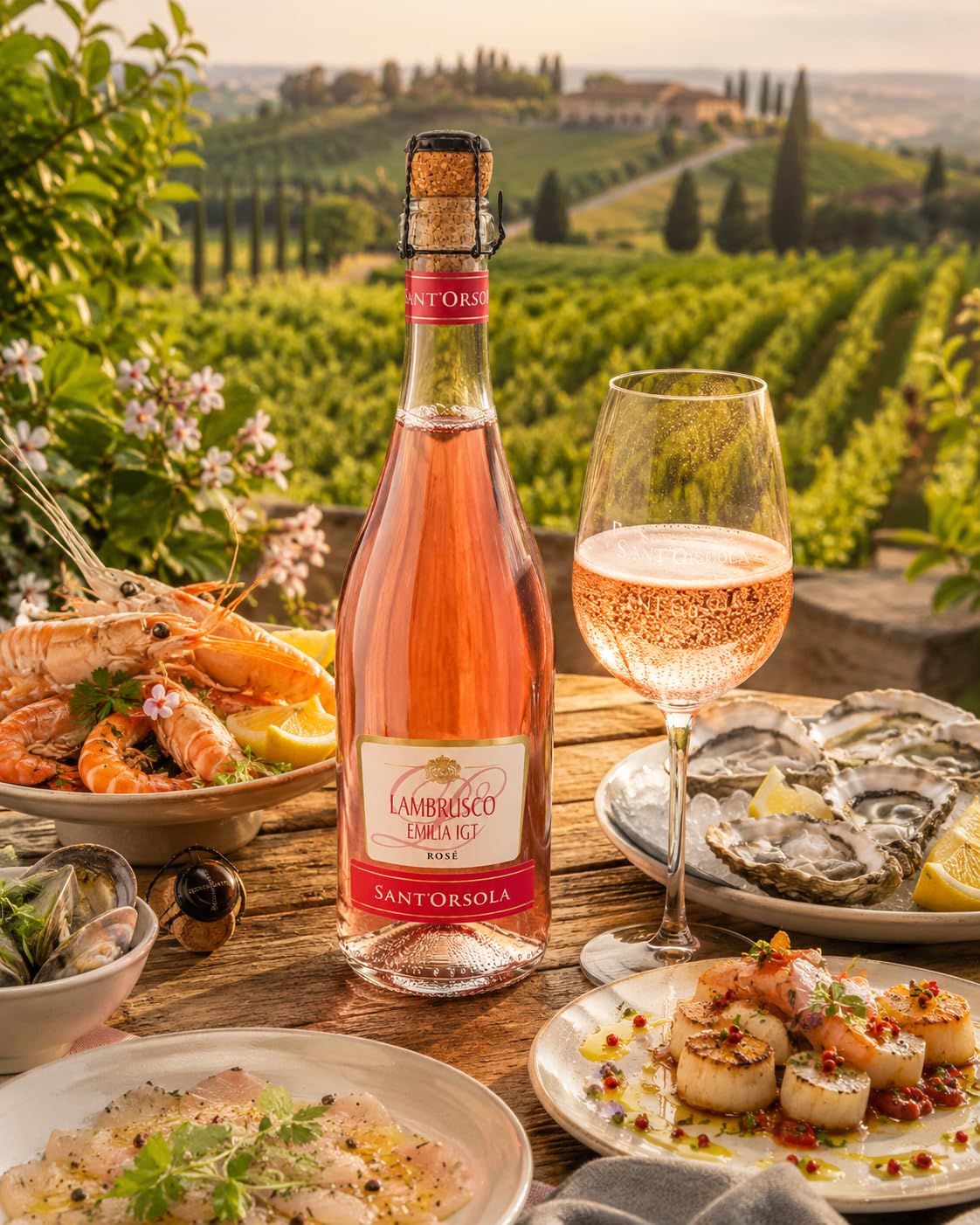 Sant'Orsola Lambrusco Emilia I.G.T. Rose Frizzante Sec Vin Petillant Italien Set de 6 Bouteilles x 75 cl