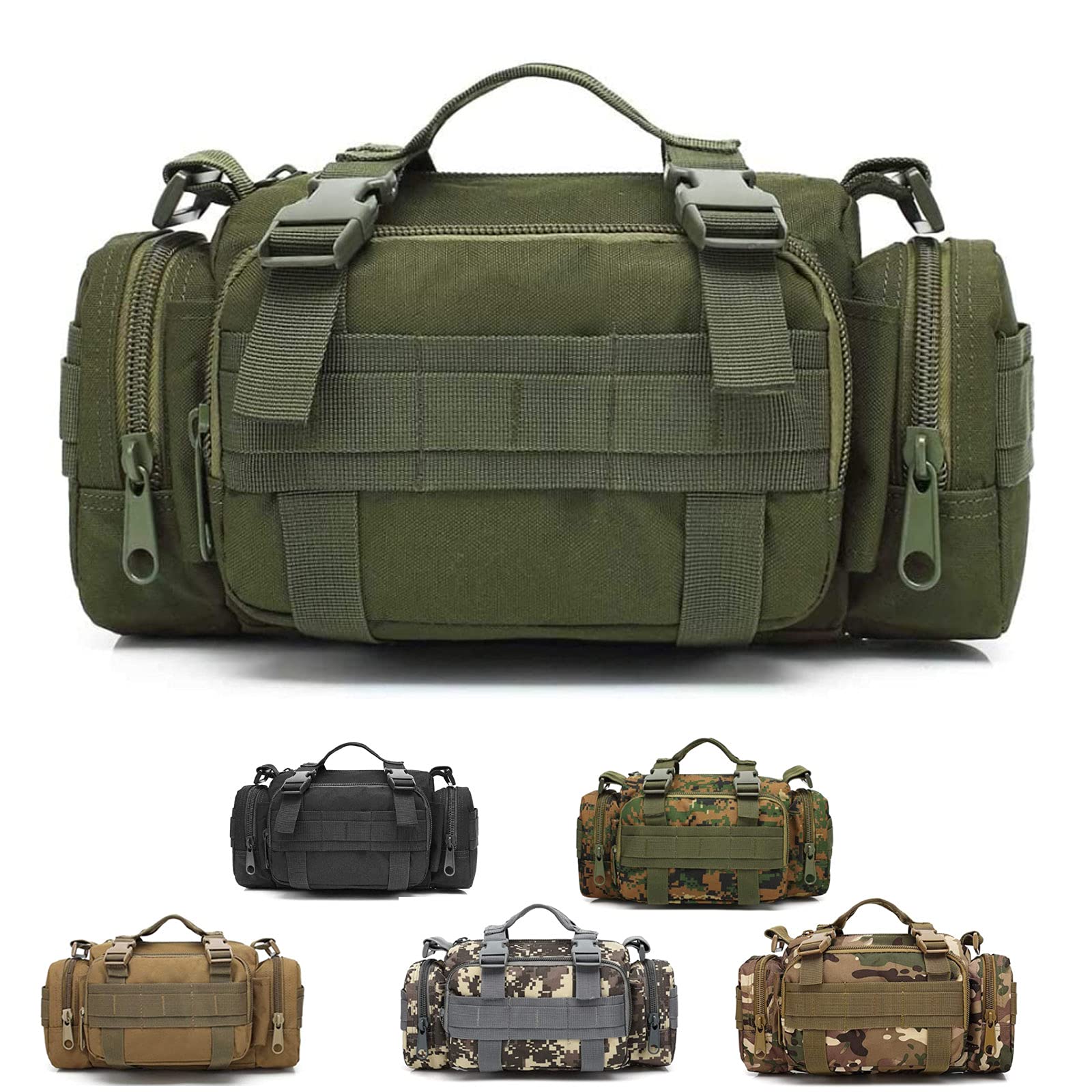 Tactical Duffel Bags for Men, 3P Military Molle Waist Fanny Packs EDC Utility Pouch Crossbody with Shoulder Strap Hand Carry — image 1