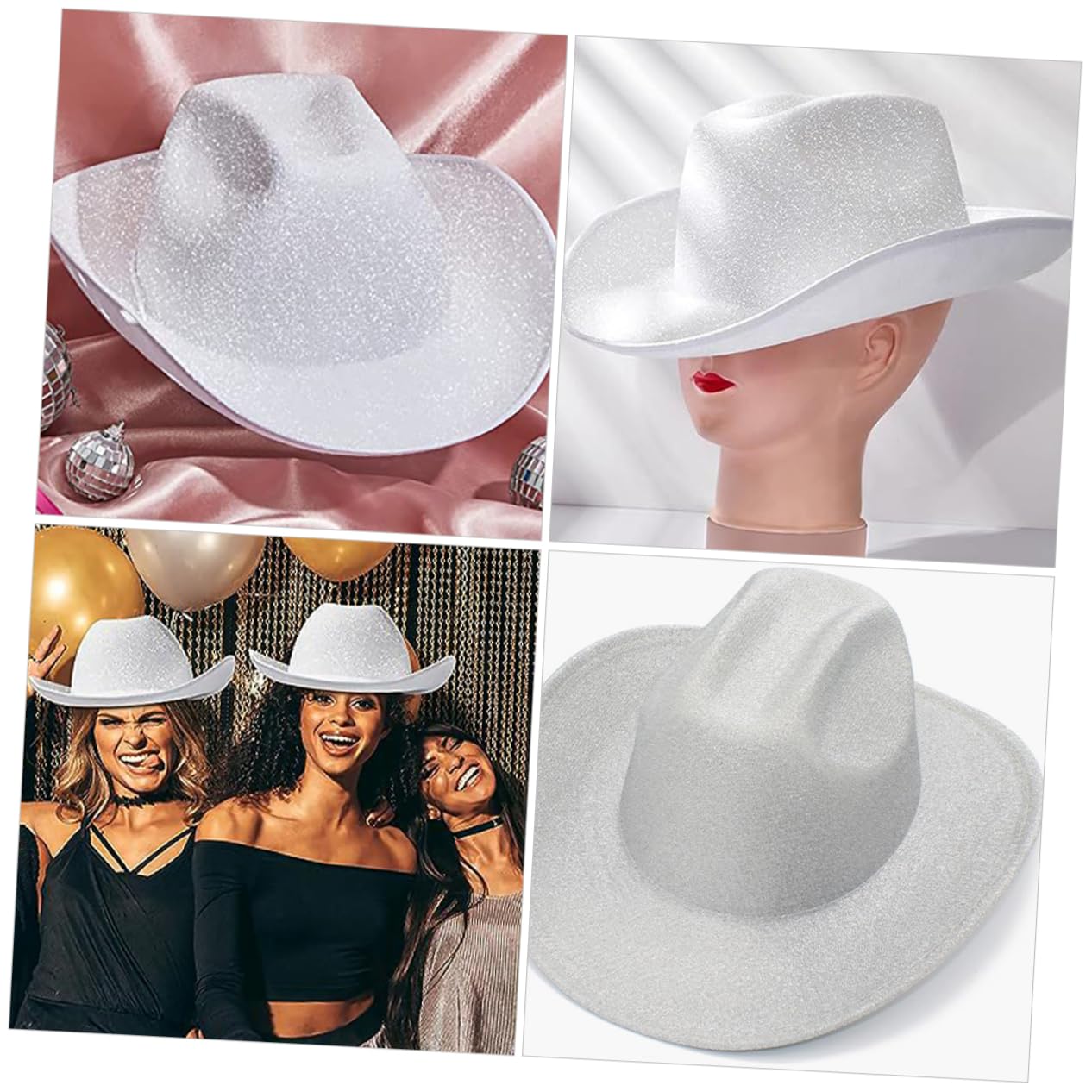 Ciieeo Shiny Hat for Parties Sparkly Cowgirl Hat for Costume Dress Up for Festivals Weddings and Cosplay Events Unisex Decorative Headwear
