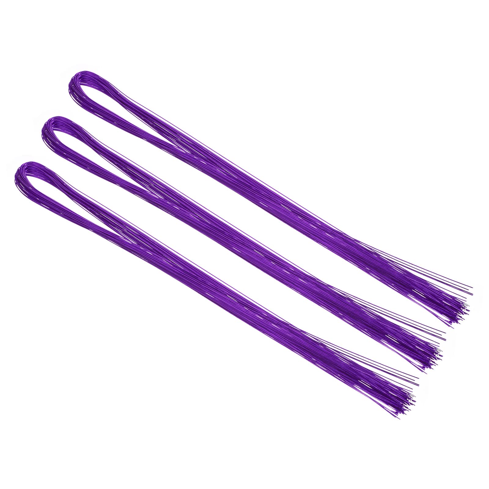 PATIKIL 32 Inch 22 Gauge Floral Stem Wire, 3 Pack/120 Pieces Bouquet Stem Paper Wrapped for DIY Crafts Flower Arrangements, Purple