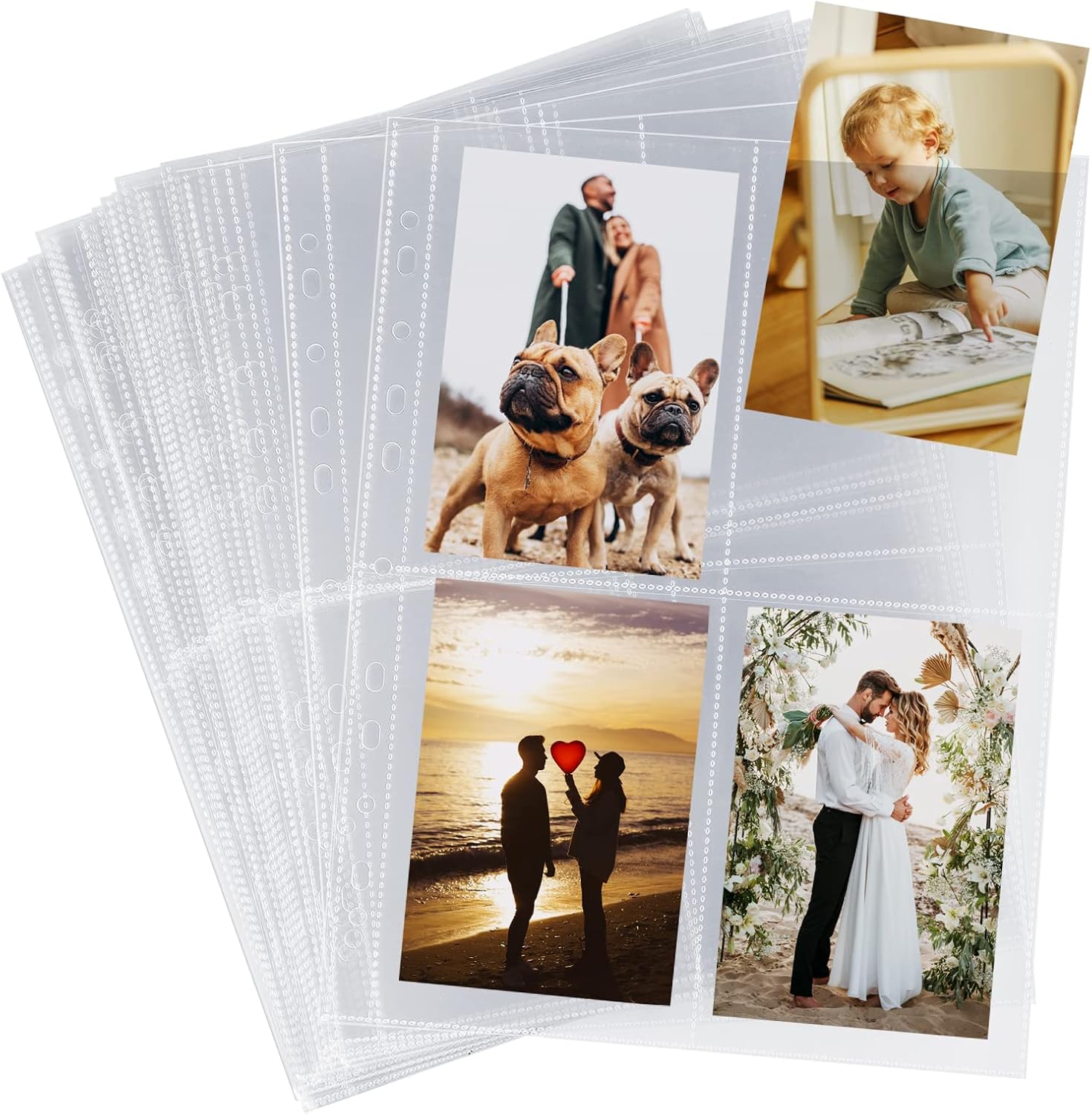 50 Photo Sleeves DIN A4, 4 Compartments Divided Photo Pockets