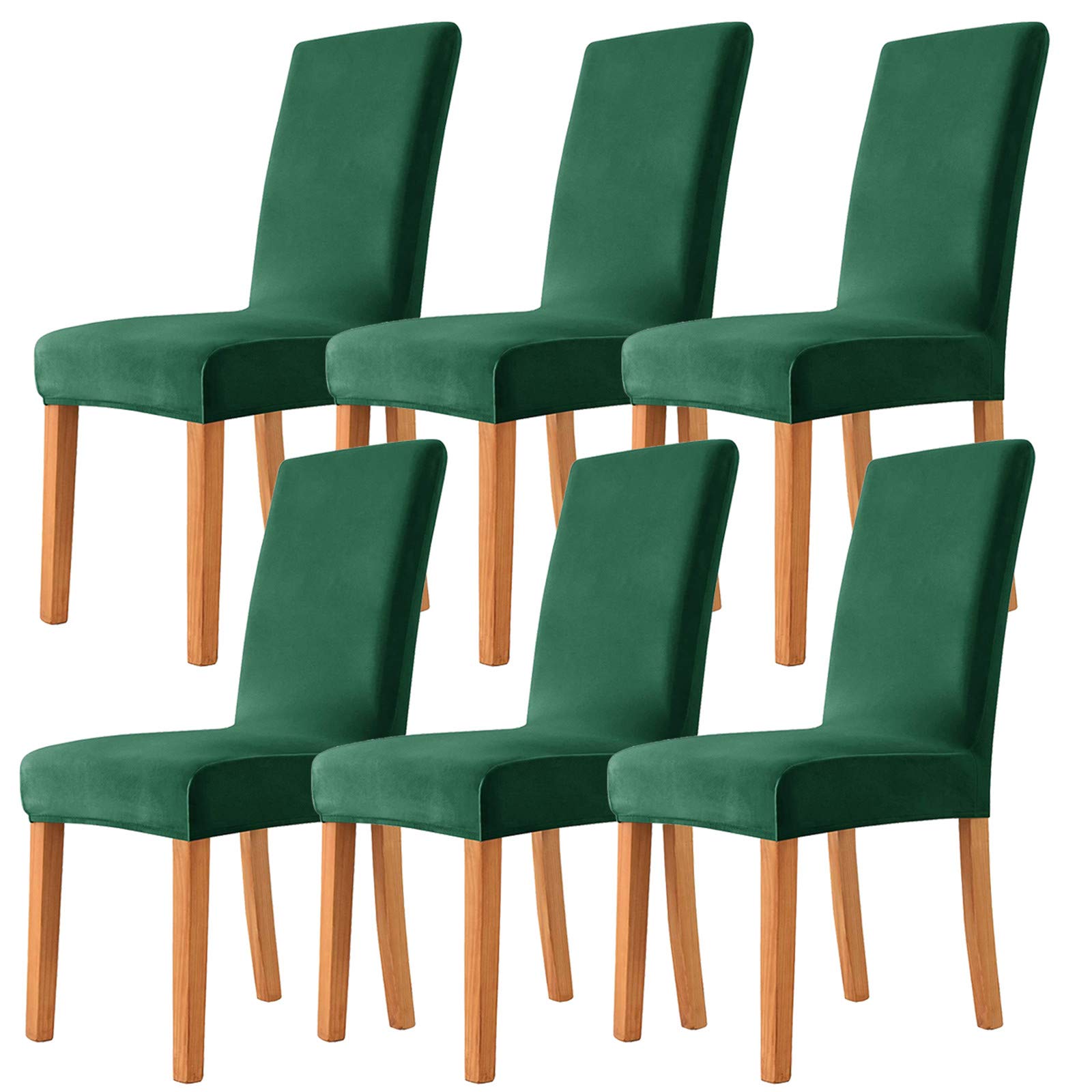 Housses de chaise en velours chic vert forêt lot de 6 extensible haute qualité