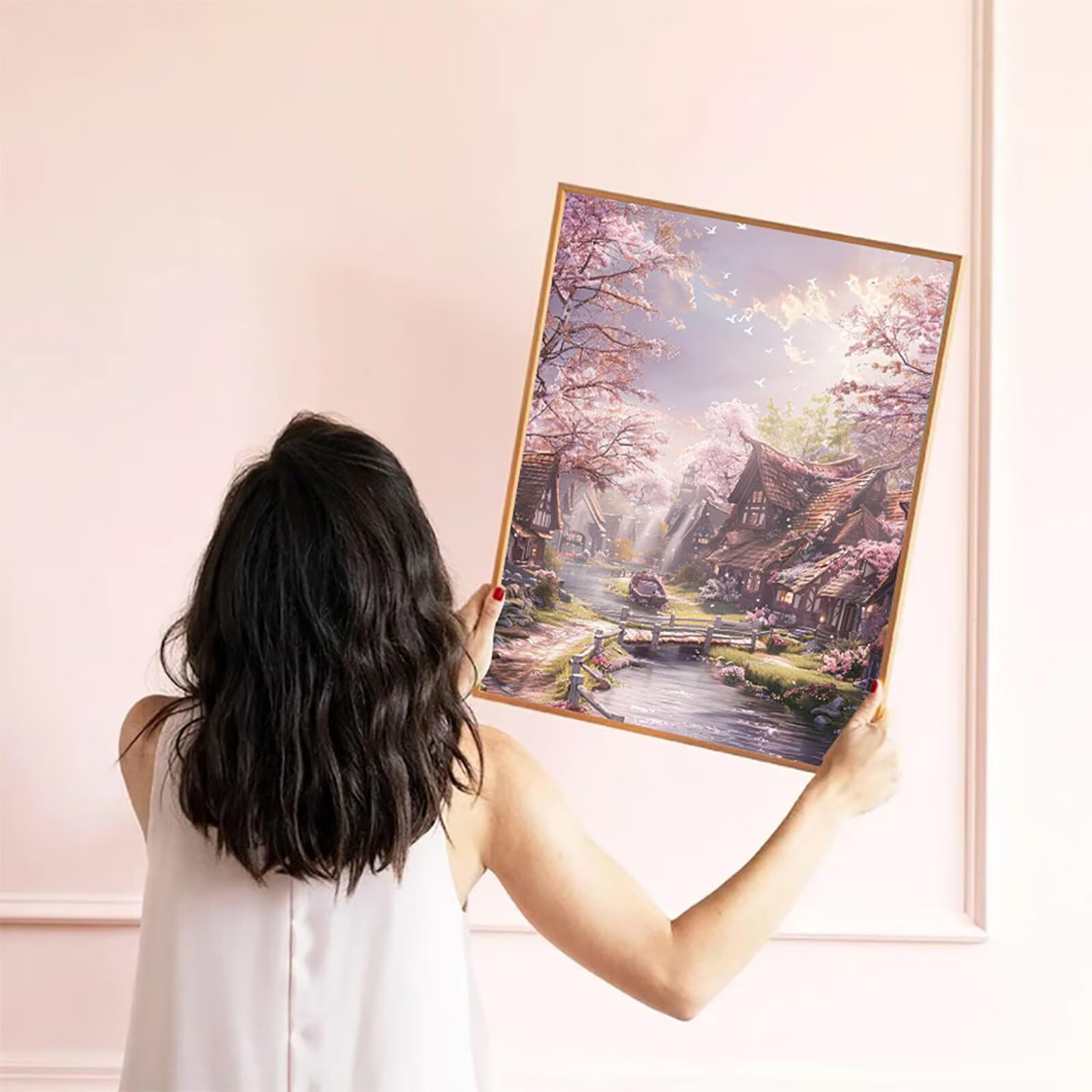 5D DIY DIY Diamentowe Malarstwo Domy Kompletny Zestaw Krajobrazowy, Kryształowe Hobby Diament Kreatywne Dorośli, Haft krzyżykowy Rzemiosło, Koraliki Koraliki na prezent 100 x 135 cm Z-4879