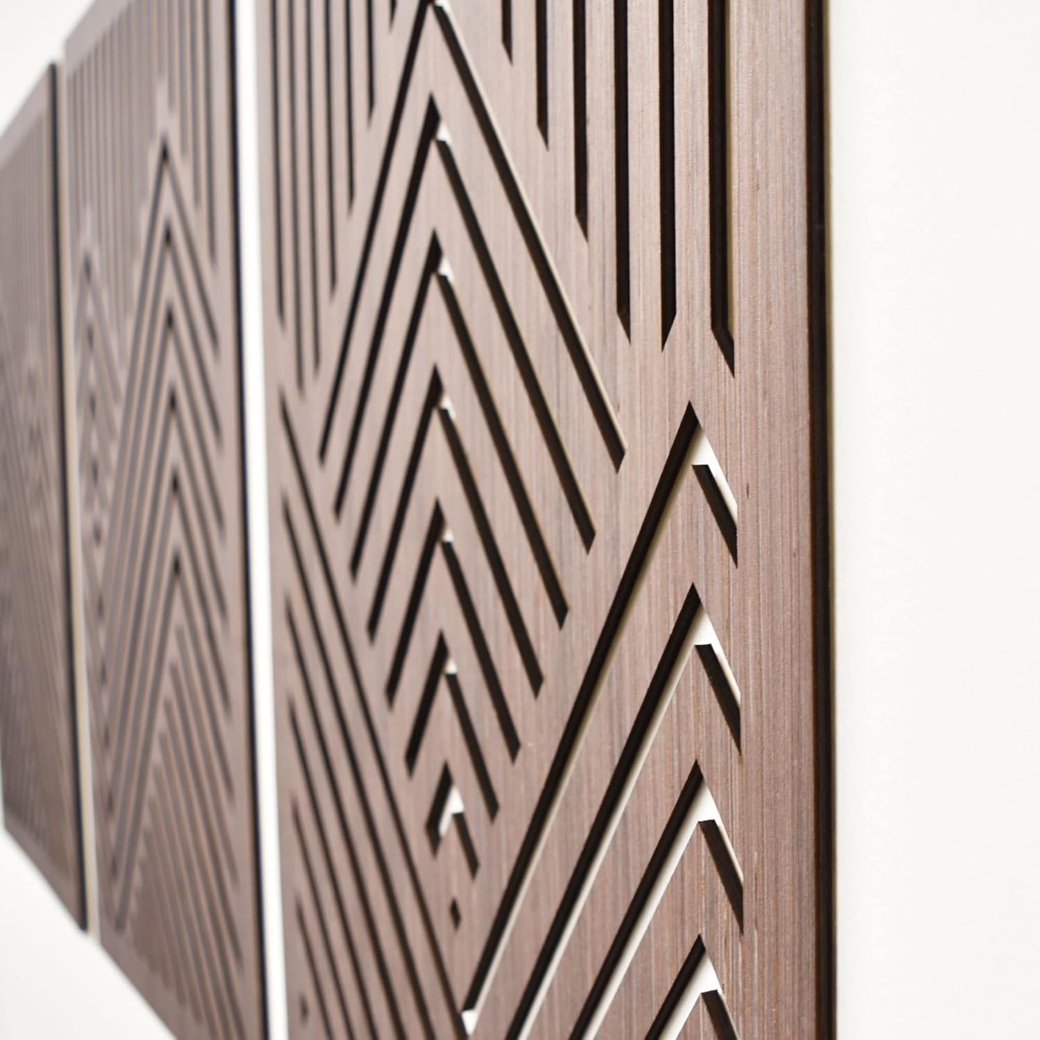 ZellCreative Wood Wall Art Mountains Set of 3 Geometric Wood Decor Panels