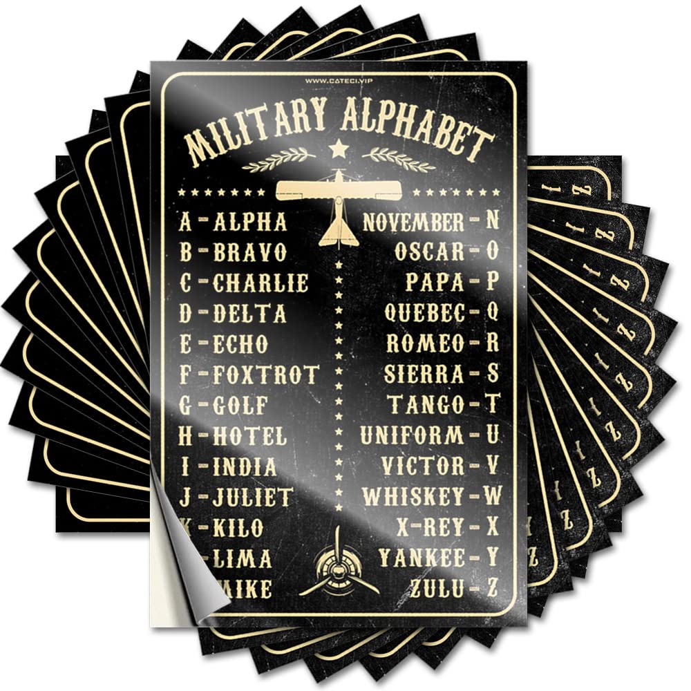 Decals for Cars Military Alphabet Funny Sticker 10 Pcs Hardhat Stickers and Decals Man Cave Funny Signs(8X12CM)