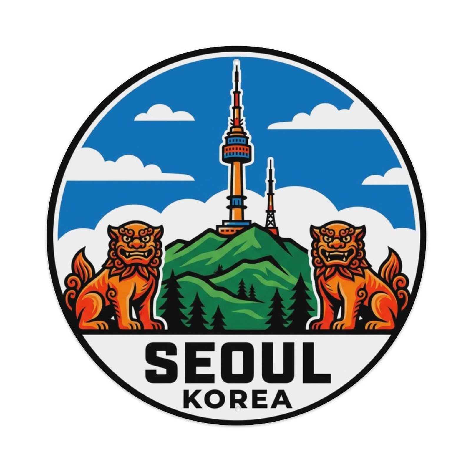 Vintage Travel Seoul Korea Bright Metal Tin Sign