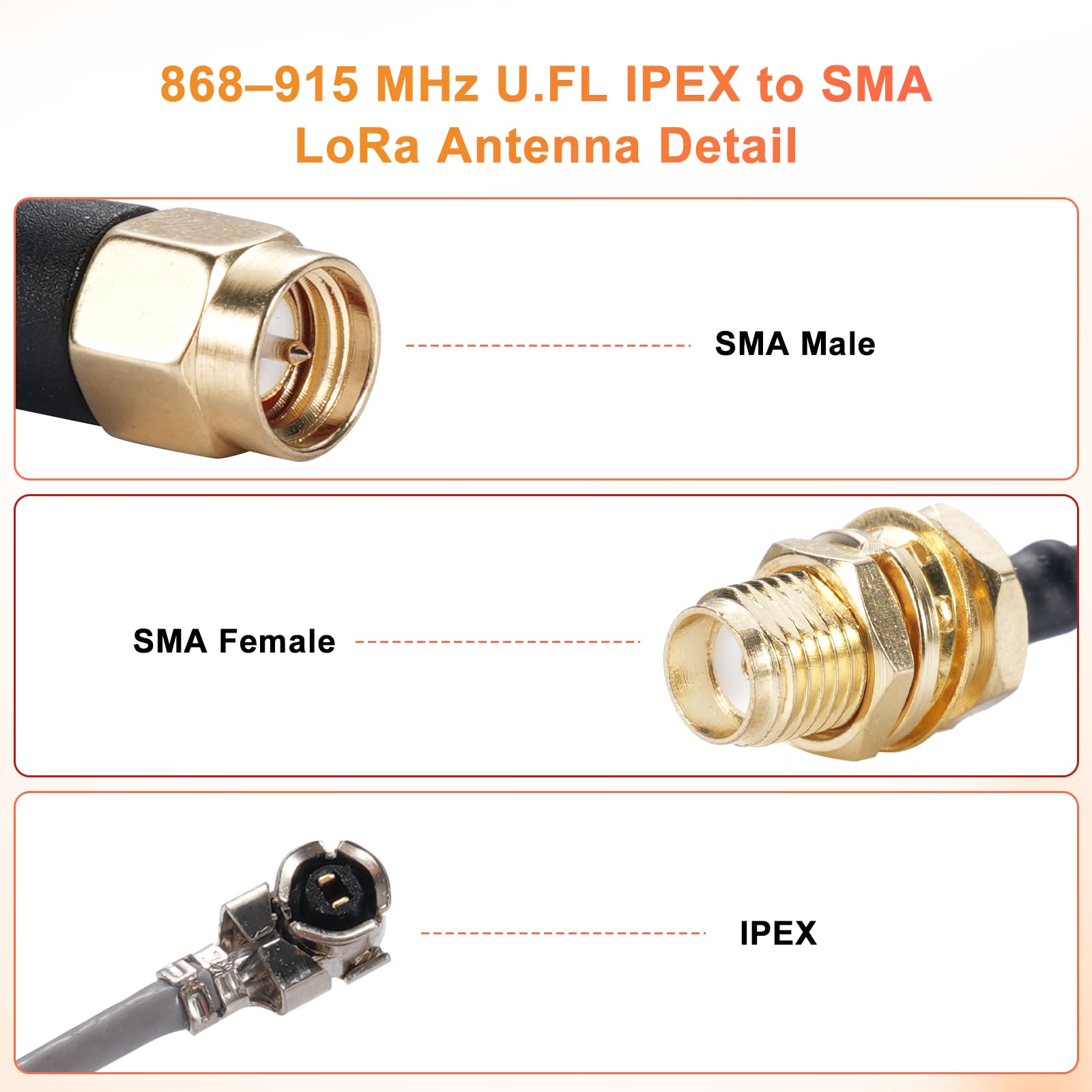 3 antenne radio da 868 – 915 MHz U.FL IPEX a SMA LoRa, 3dBi 50Ω per Lora V3 WiFi Board