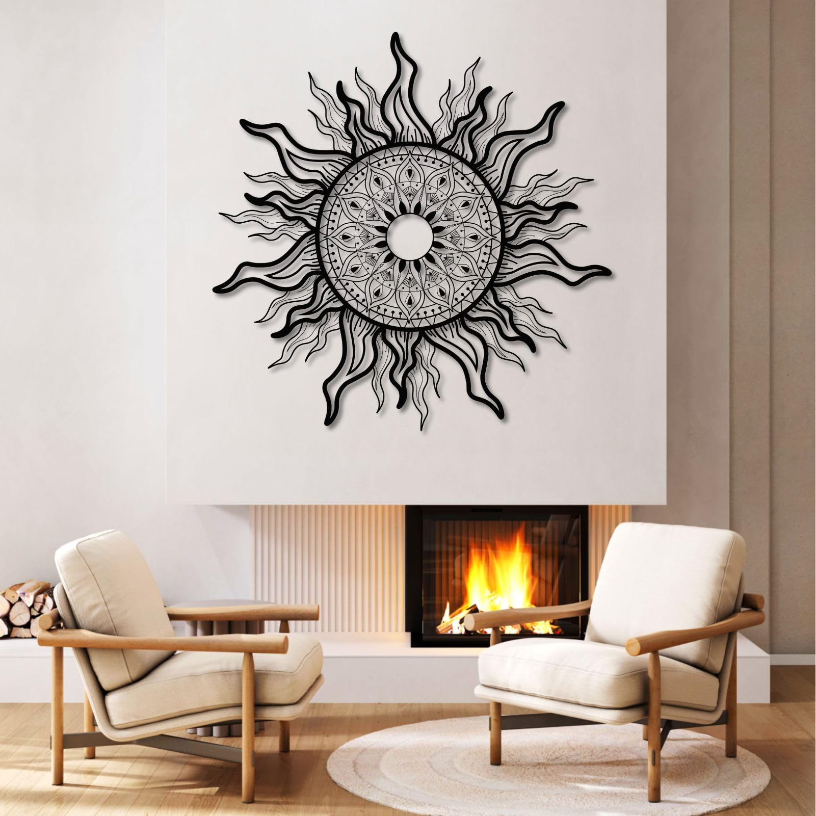 Mandala Soleil en Métal Décoration Murale pour un Salon Rayonnant