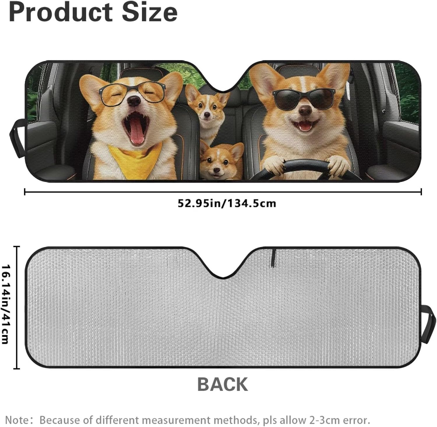 Cute Dog Windshield Sun Shade Foldable Windshield Sun Shade Block UV Rays Keep Car Interior Cooler Fit for Jeep Wrangler JL JLU 2018-2025 / Jeep Gladiator 2020-2025