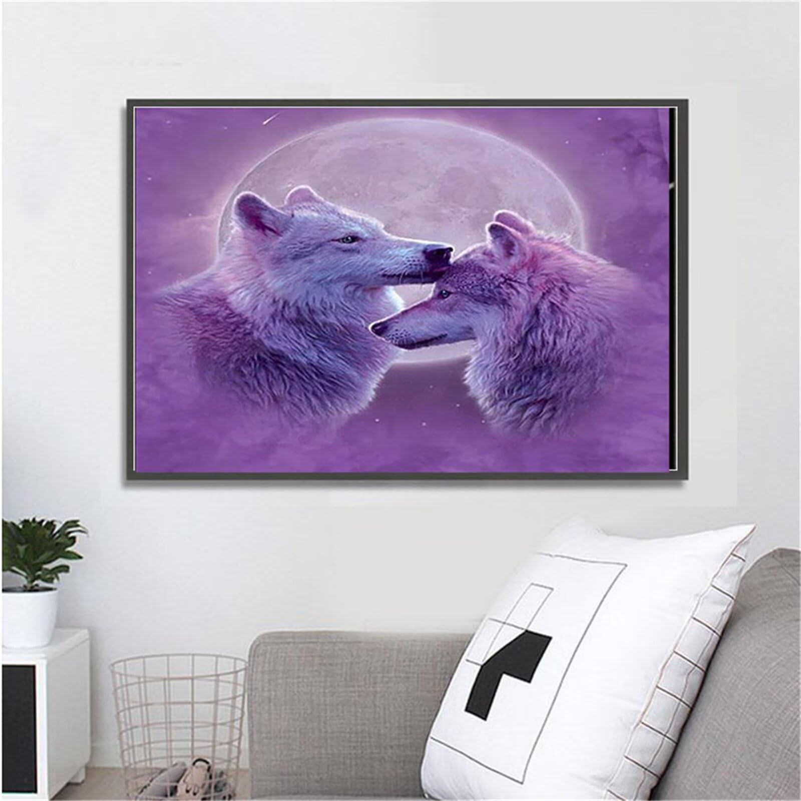 80x120cm Grand Format Diamond Painting Couple de loups, Point de Croix Kit de Broderie Diamant Peinture, DIY 5D Diamant Painting, Canevas Kit Complet Diamant Art Craft Maison Murale Decor Gift Z-3917