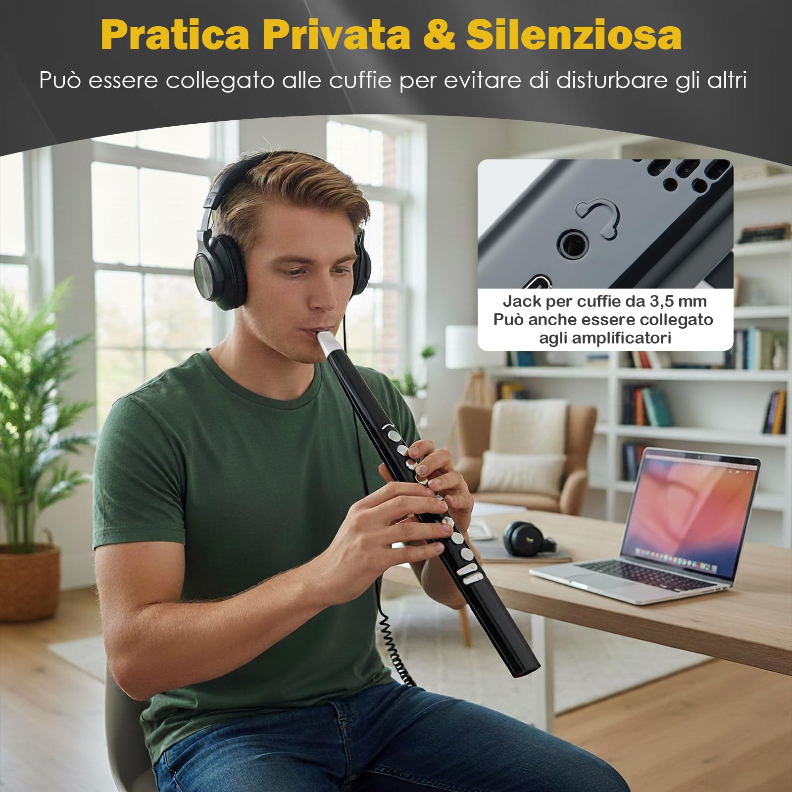 COSTWAY Strumento a Fiato, Strumento Musicale Digitale, Connettività MIDI Bluetooth USB, con 13 Toni, 2 Digitazioni e 3 Sensibilità, Sassofono Elettronico per Principianti, Bambini e Adulti
