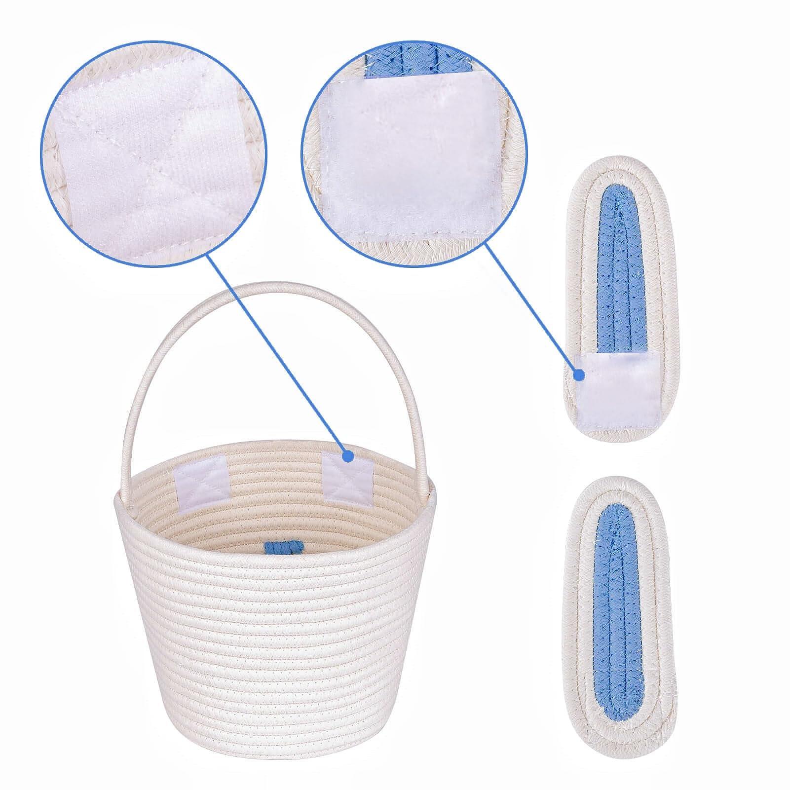 CubesLand Baby's First Easter Basket Set - 2 Stück Leere Ostereiersuche Korb für Jungen & Mädchen Niedliche Häschen Kaninchen Eimer mit Ohren für Kinder Kleinkinder Kinder