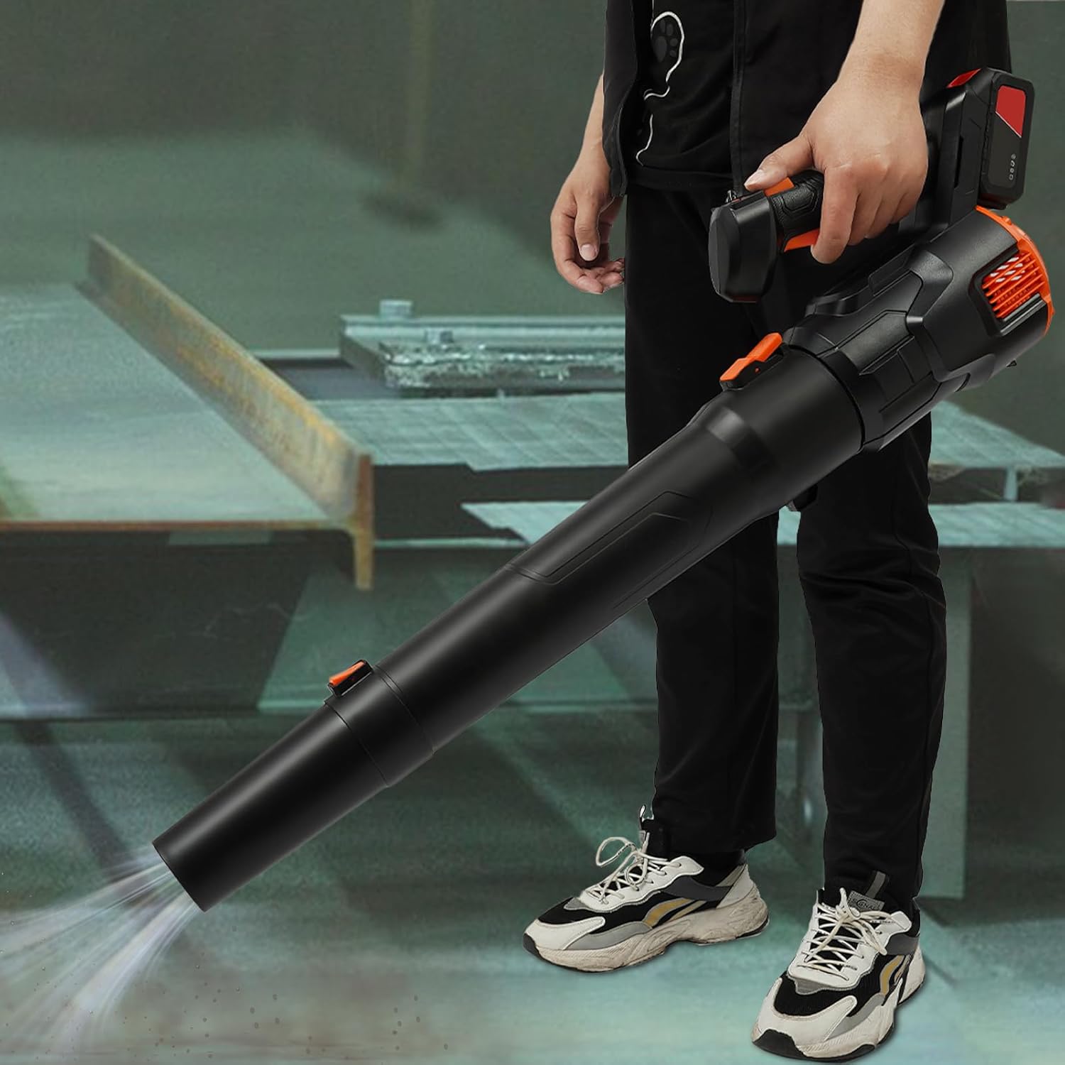Lithium Battery-Powered Leaf Blower, Cordless 3-Speed Handheld Garden Tool with 4.0Ah Battery