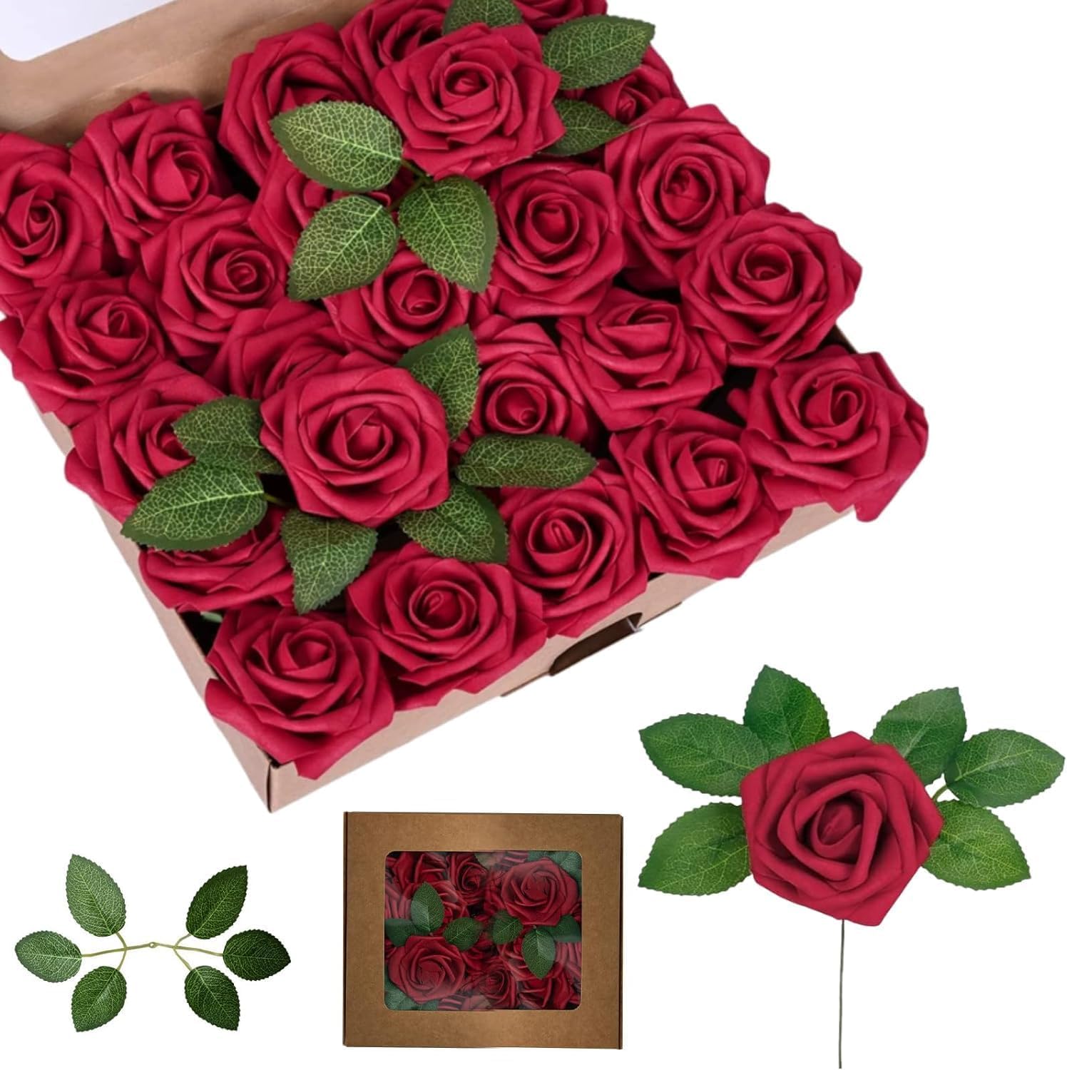 Malloom 50Pcs Artificial Flowers Rose