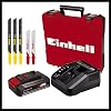 Einhell Cordless Decoupage Saw TC-JS 18 Li (1x2.5 Ah) Power X-Change (Li-Ion, 18 V, Pendulum Function, Dust suction Adapter, 1x 2.5 Ah Battery, Charger and Bag Included) - 4321228