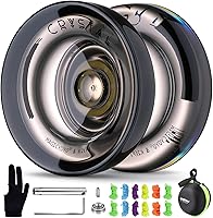 MAGICYOYO K2 Crystal Black Yoyo: Responsive Beginner Trick Yoyo Upgrades to Unresponsive Pro +12 Strings, Tools & Bag