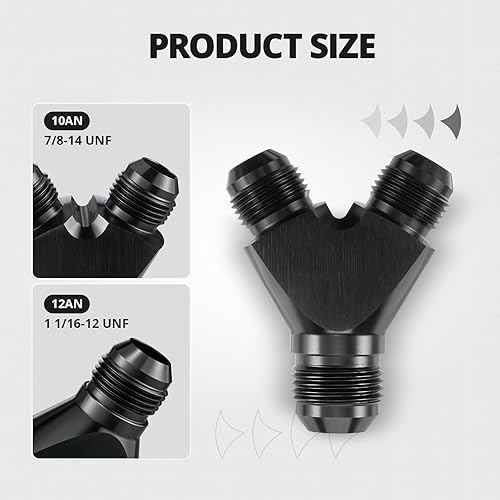 Miniatura 31 de EVIL ENERGY 10AN a 8AN 8AN Y Block Flare Fitting Adaptador Union Splitter Negro