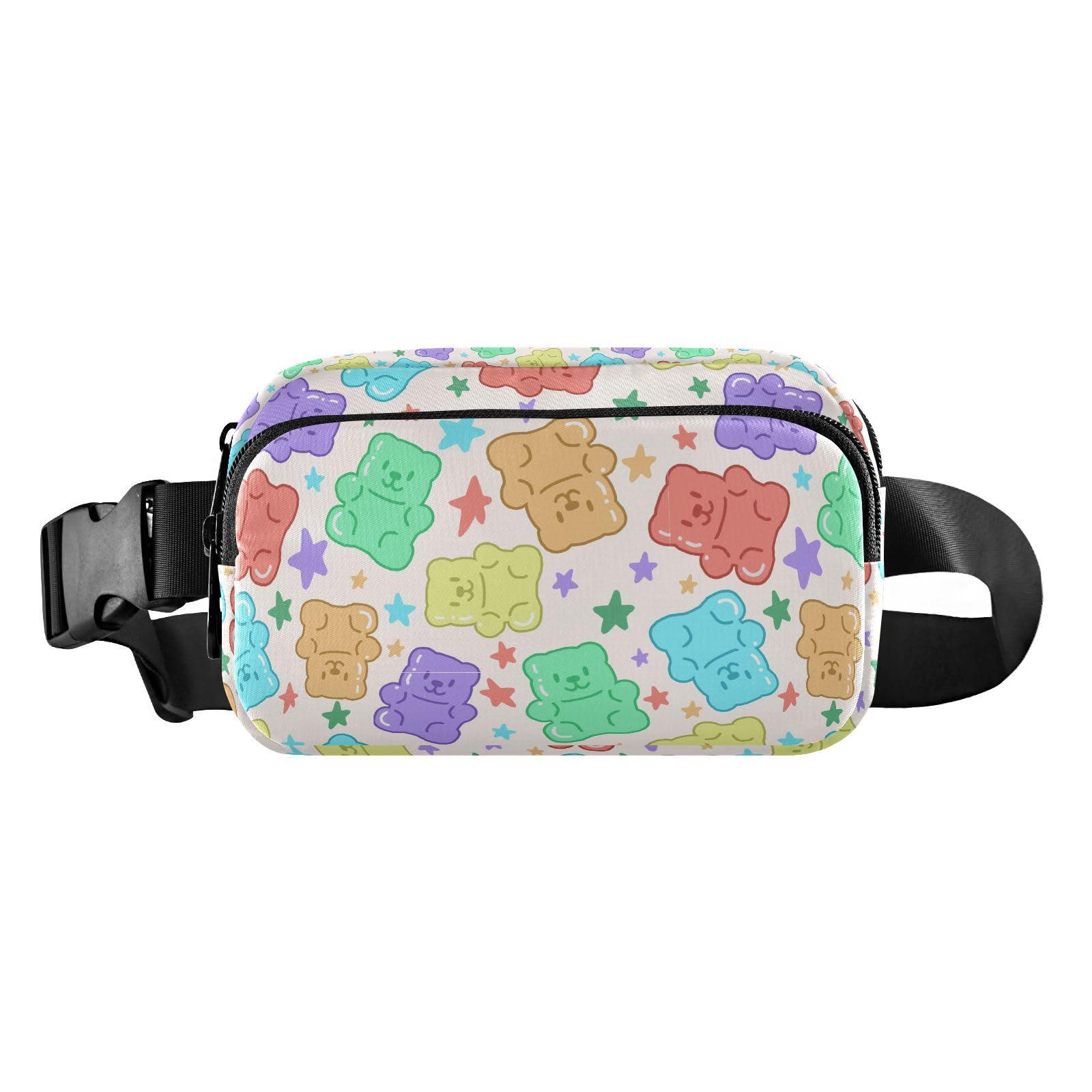 Colorful Cute Gummy Bears Fanny Pack for Women Men, Crossbody Waist Packs with Adjustable Strap Belt bag for Travel Workout Hiking
