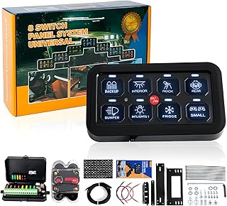 8 Gang Switch Panel w/RGB Toggle Momentary Pulsed Memory Function Auto Dimmable ON Off LED Switch Touch Box Universal Circuit Control Relay System 12/24V Waterproof for Car Truck Boat ATV UTV SUV