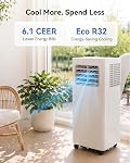 Feelfunn 8000 BTU Portable Air Conditioner, 3-in-1 Cools 350 Sq.Ft, Quiet AC with Fan & Dehumidifier, LED Display, Remote, 24H Timer, Window Kit, for Bedroom/Office/Dorms