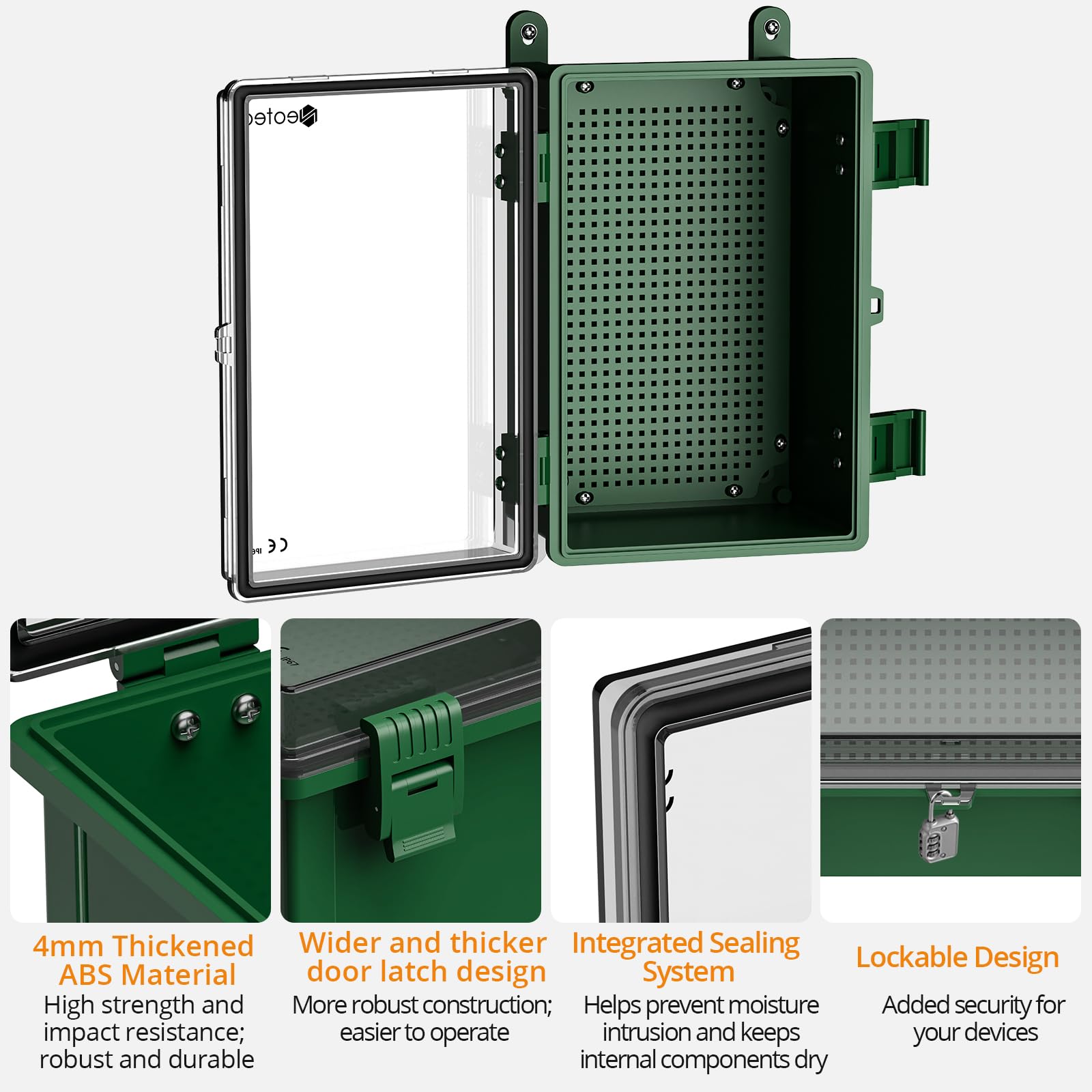 Neoteck Caja de Distribución Eléctrica IP67-Verde, Puerta Transparente