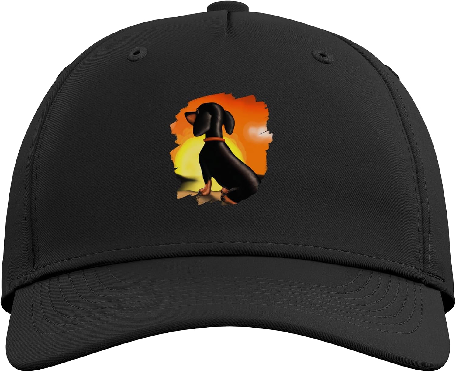 Dachshund Chiweenie Wiener Dog Art Sunset Retro Vintage Dogs Adjustable Baseball Hat image 2
