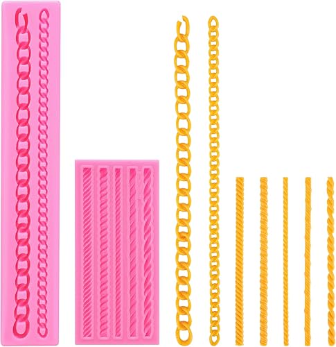 Miniatura 11 de Beasea Molde de Silicona para Fondant, 2 piezas Molde de Borde Silicona Cuerda de Perlas Punta de Crema DIY para Decoración de Pastel de Cumpleaños