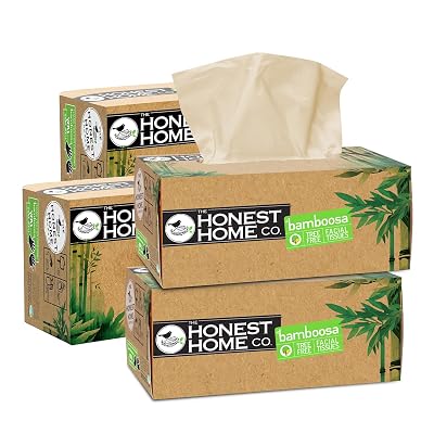 Honest Home 2-Ply Bamboo Facial Tissue Paper Box | 800 Pulls | 200 Pulls x 4 Boxes | Soft And Highly Absorbent | 100% Na