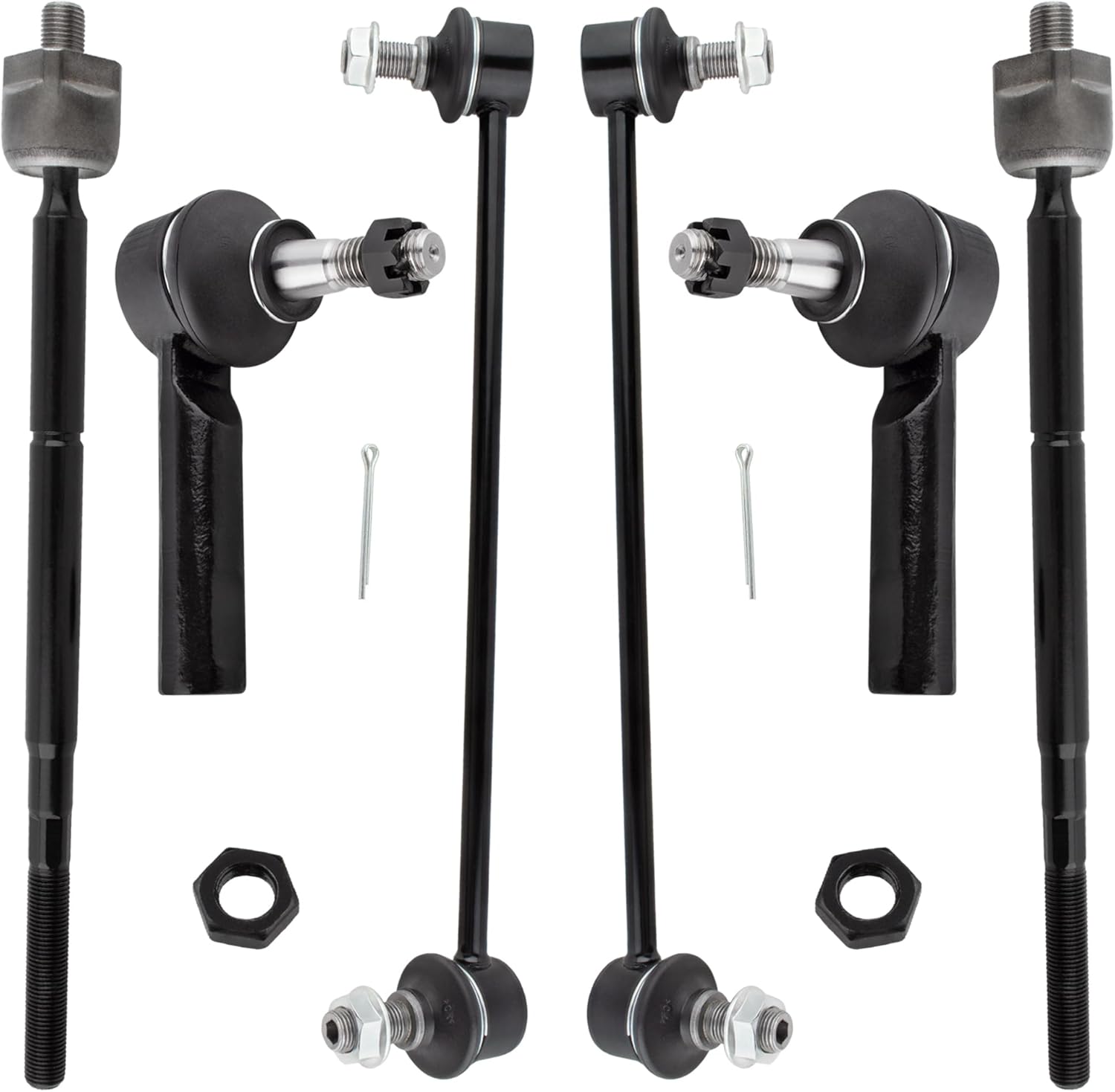 6pc Front Outer Inner Tie Rod Ends and Front Sway Bar Link Kit ES800030 K80460 K80461 EV80781 for Chevrolet Equinox 2005-2007, Stabilizer Bar Links Tie Rod Ends for Pontiac Torrent 2006-2007