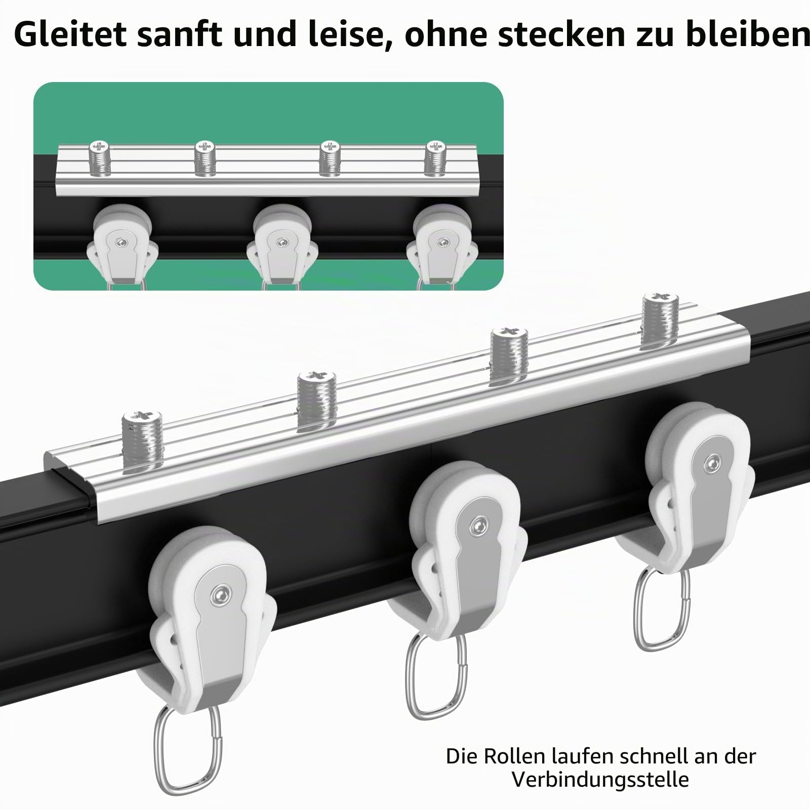 Flexible biegbare Aluminium-Vorhangschiene, Decken- oder Wandhalterung,8x40cm(320cm), Decken- und Wandhalterung, robuste Raumteiler, Gardinenschienen, Schwarz