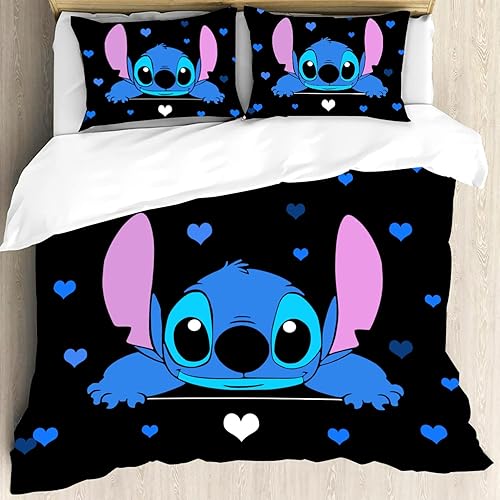 Miniatura 2 de RABILINI Juego de ropa de cama de anime de 3 piezas, 1 funda de edredón y 2 fundas de almohada, regalos para niñas, niños y adultos, juego de ropa