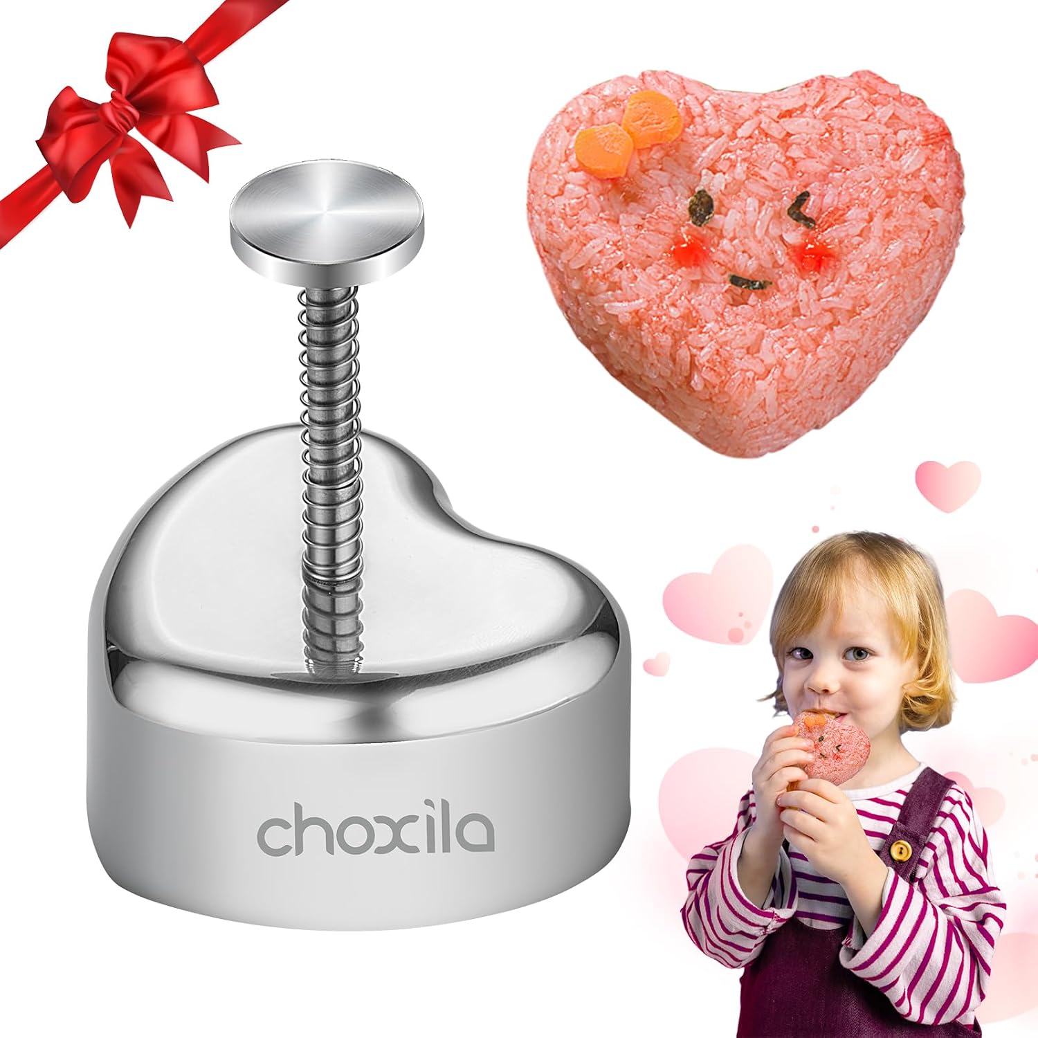 choxila Onigiri Mold, Stainless Steel Rice Ball Mold Sushi Maker, Classic Triangle Spam Musubi Mold for Kids Lunch Bento and Home DIY