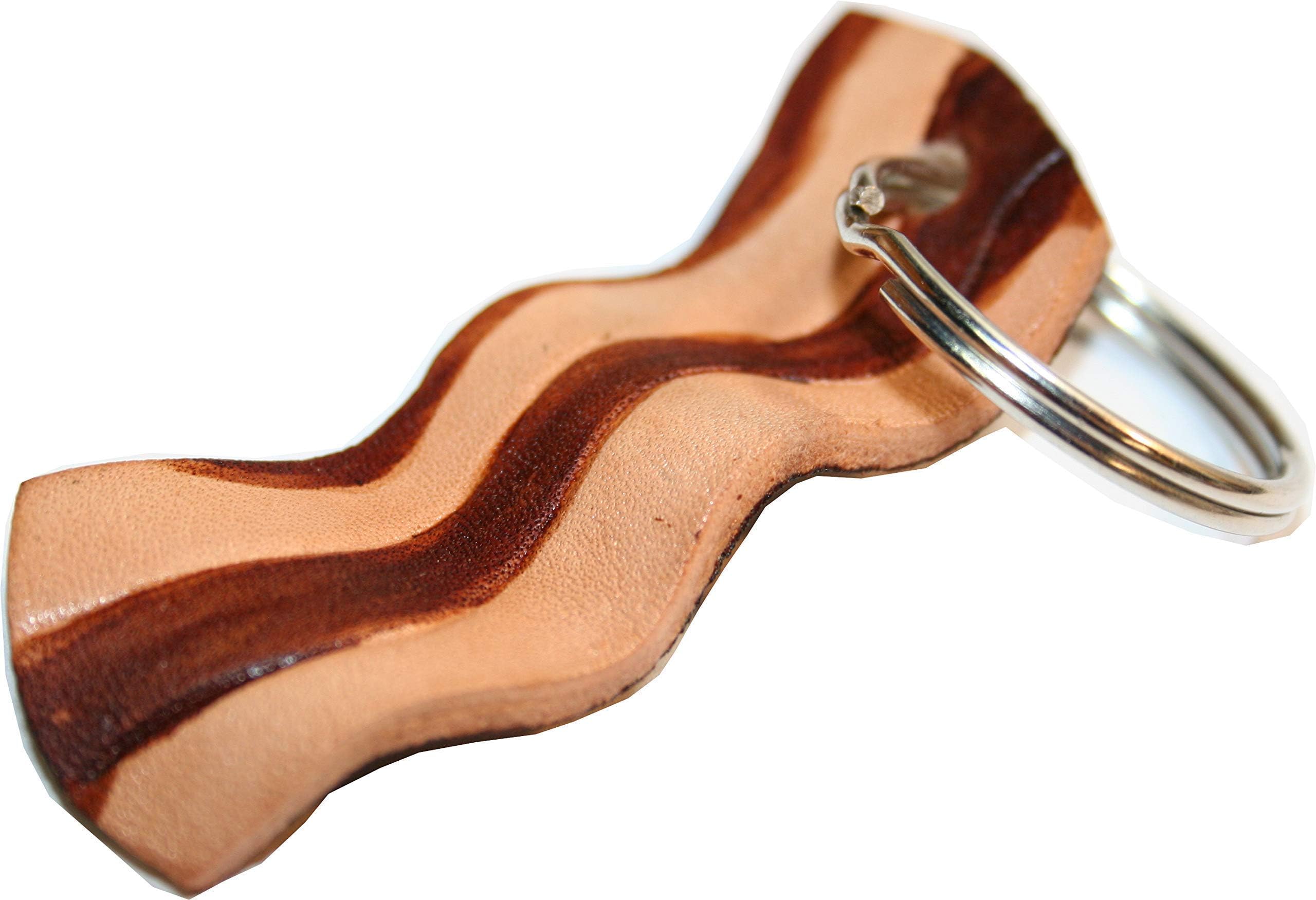 Realistic 3D Bacon Keychain Keyring - Food Lover Foodie Art - Gag Gift - 2.25" x 1" - Handmade in the USA