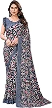 TTH THE TEXTILE HUB Women's Bollywood Mehendi Georgette Saree with Unstitched Blouse Piece