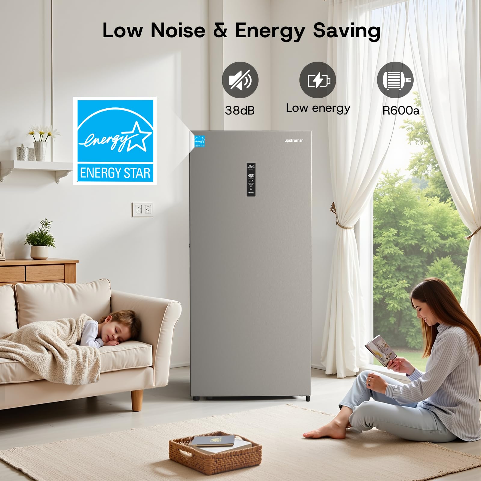 Upstreman 14.0 Cu.Ft. Upright Freezer, Convertible Freezer Fridge With Smart Electronic Control, Frost Free, Energy Star, Quiet Operation, Stand Up Freezer For Homes, Office, Garage-Uf14 on Fridge.com - View 6