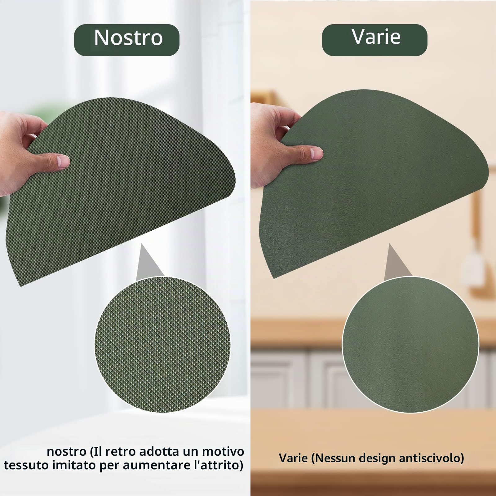 Set di tovagliette e sottobicchieri in similpelle, tovagliette lavabili, set di tovagliette lavabili, decorazione per la tavola, tovaglietta rotonda, tovagliette per cucina e tavolo da pranzo, set da