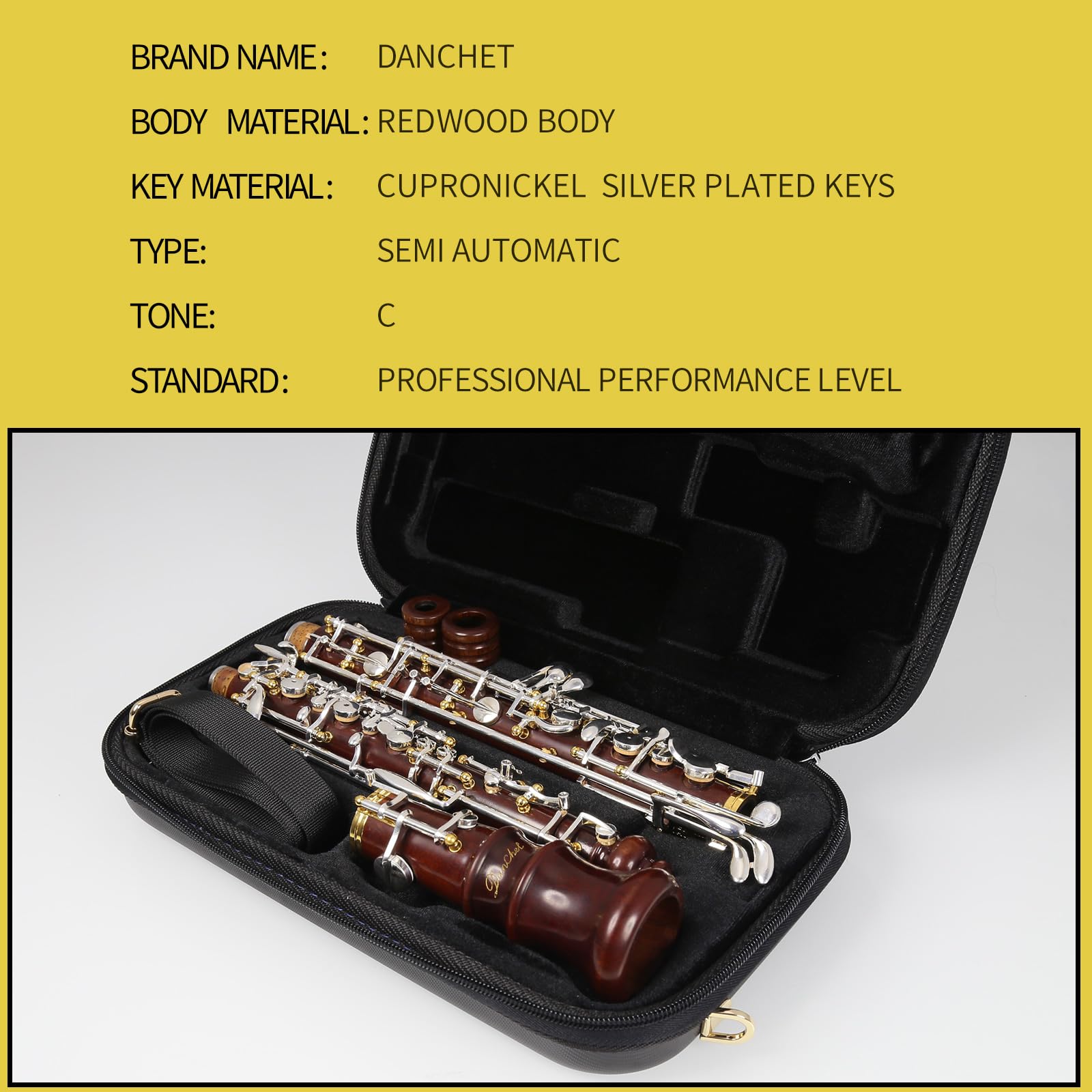 Oboe Professional Holz Korpus vergoldet Halbautomatikmechanismus C-Ton inklusive Zubehör
