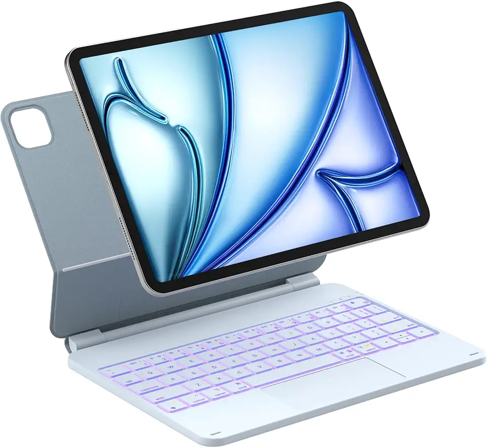 Inateck Magnetic Keyboard Case for iPad Air 11 Inch M4/M3/M2, Air 5/4 Gen 10.9 Inch, Magic Keyboard for iPad Pro 11" 4/3/2/1 Gen, Floating Cantilever Stand, 7-Color Backlight, with Trackpad
