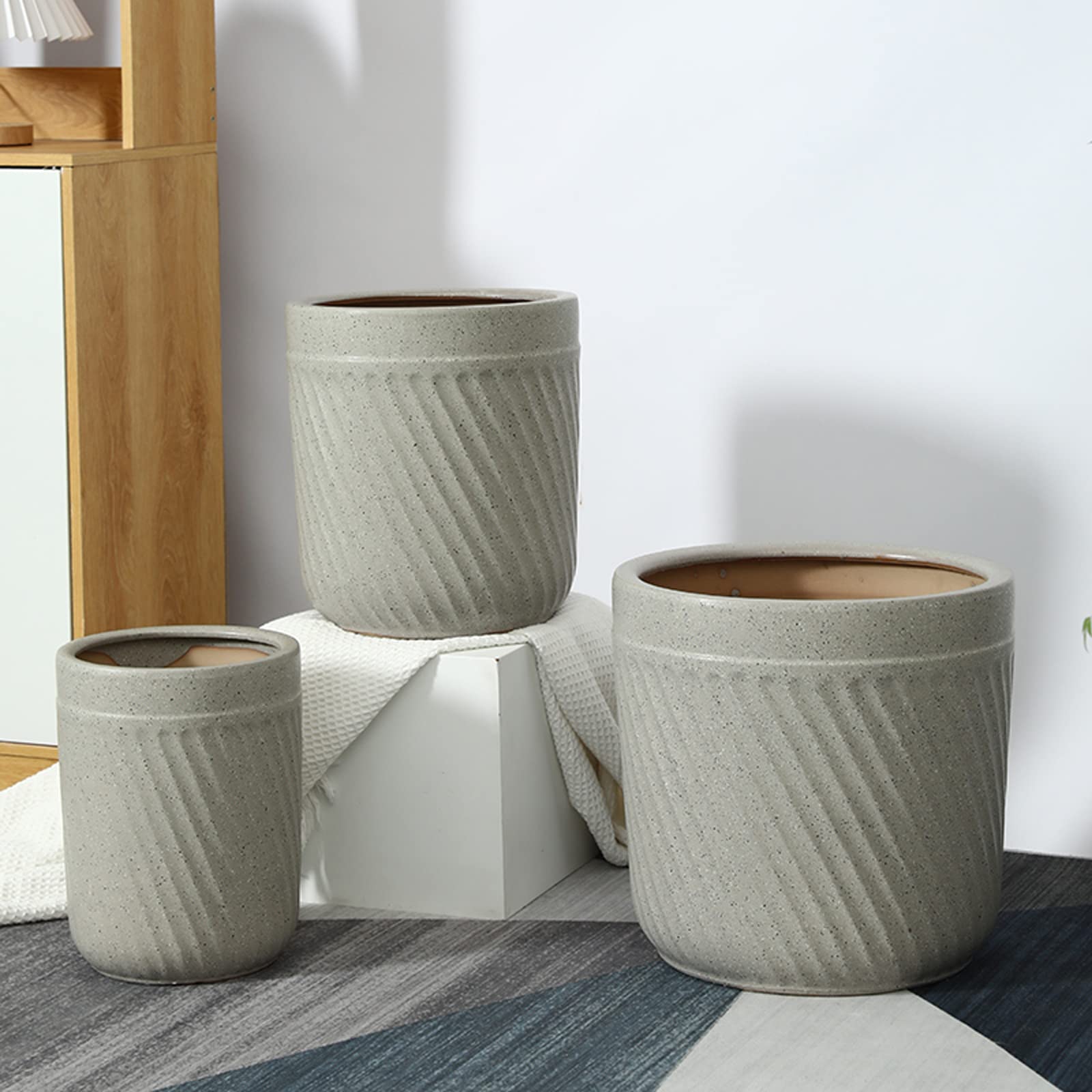 Vasi da Giardino Vasi per fioriere in Ceramica con Foro di drenaggio, vasi da Fiori cilindrici Stile Puntini d'inchiostro Vasi per Piante grasse a Righe per Interni ed Esterni