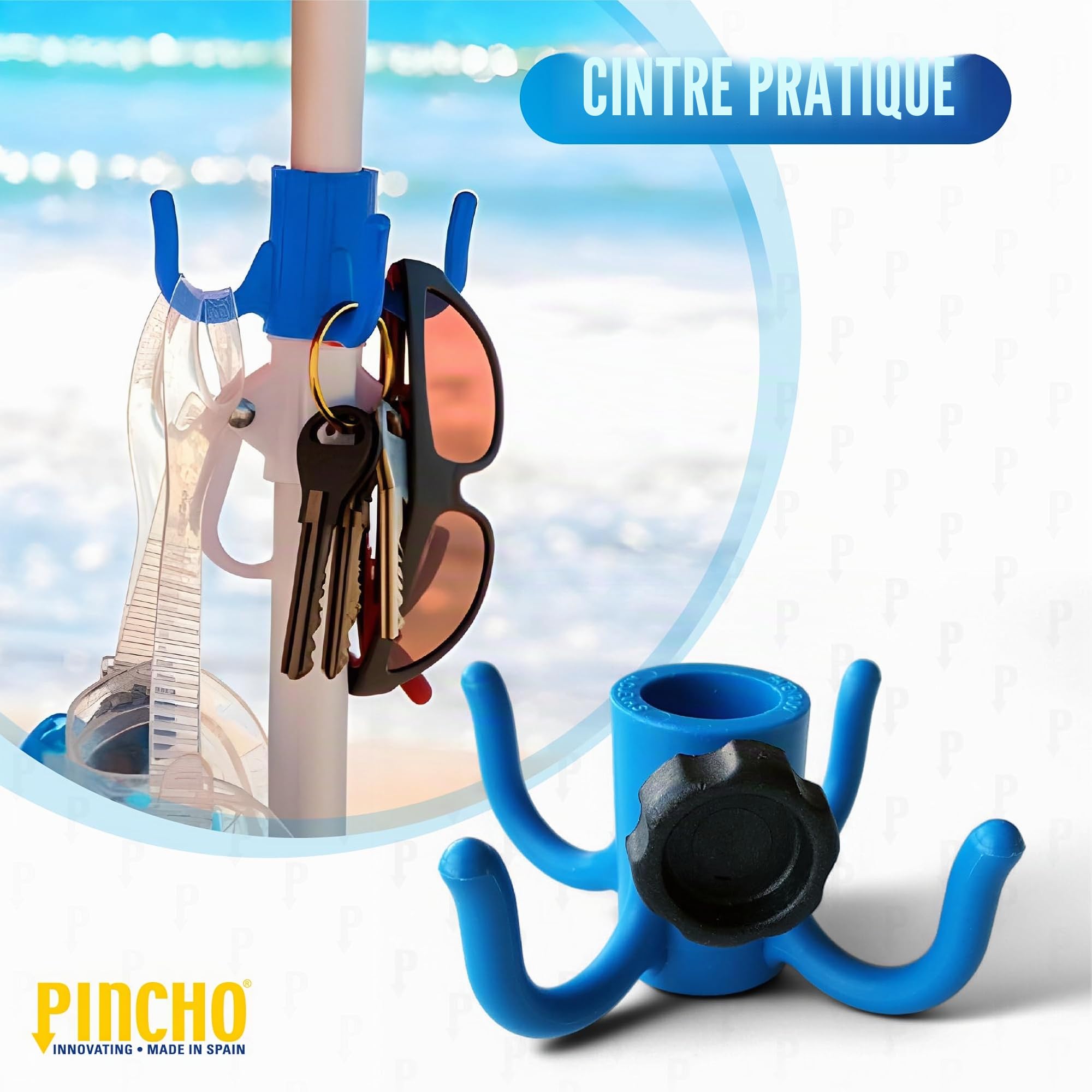 Pincho Parasol de Plage 200 cm, Aluminium, UPF+50 Bloque 99% de Rayons UV, 8 tiges en Fibre de Verre, très léger 1,5 kg, fenêtre supérieure, Couleur 1, Grande