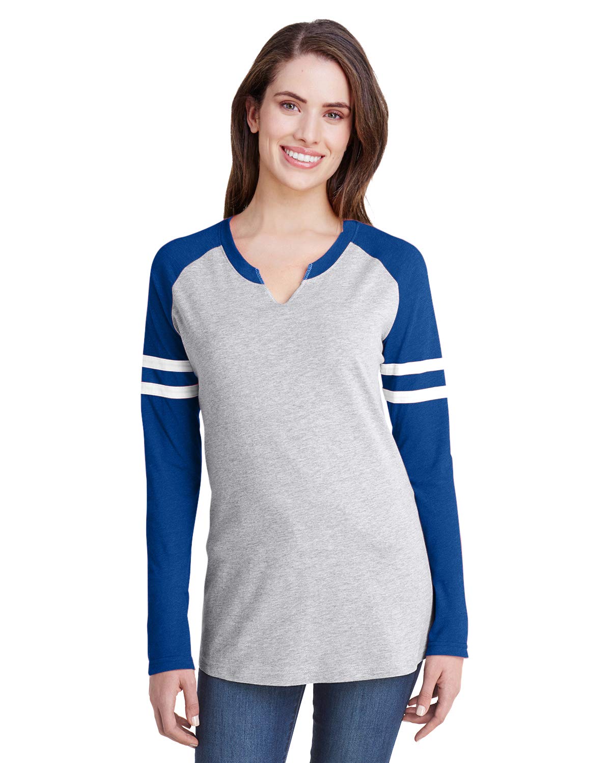 LAT Ladies Gameday Mash-Up Long Sleeve Fine Jersey Tee (3534)