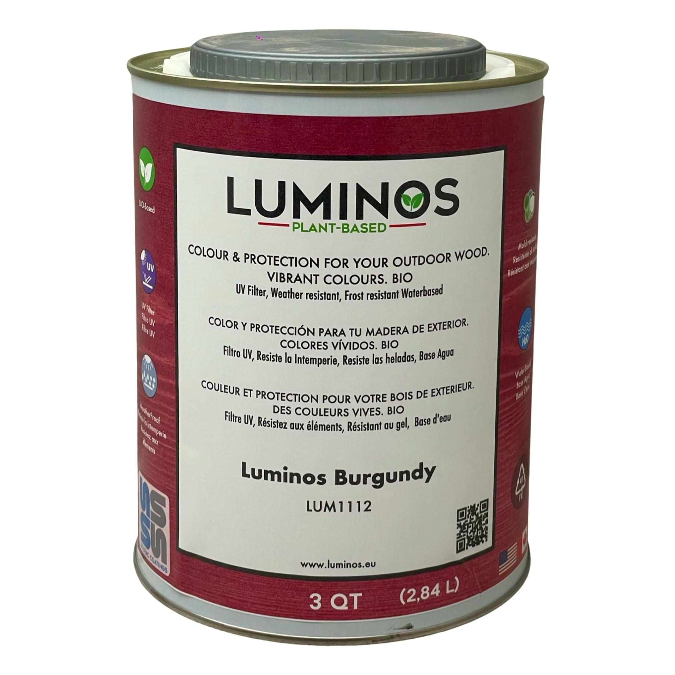 Luminos LUM1112 - Burgundy - Oudoor Water-Based Wood Finish Stain