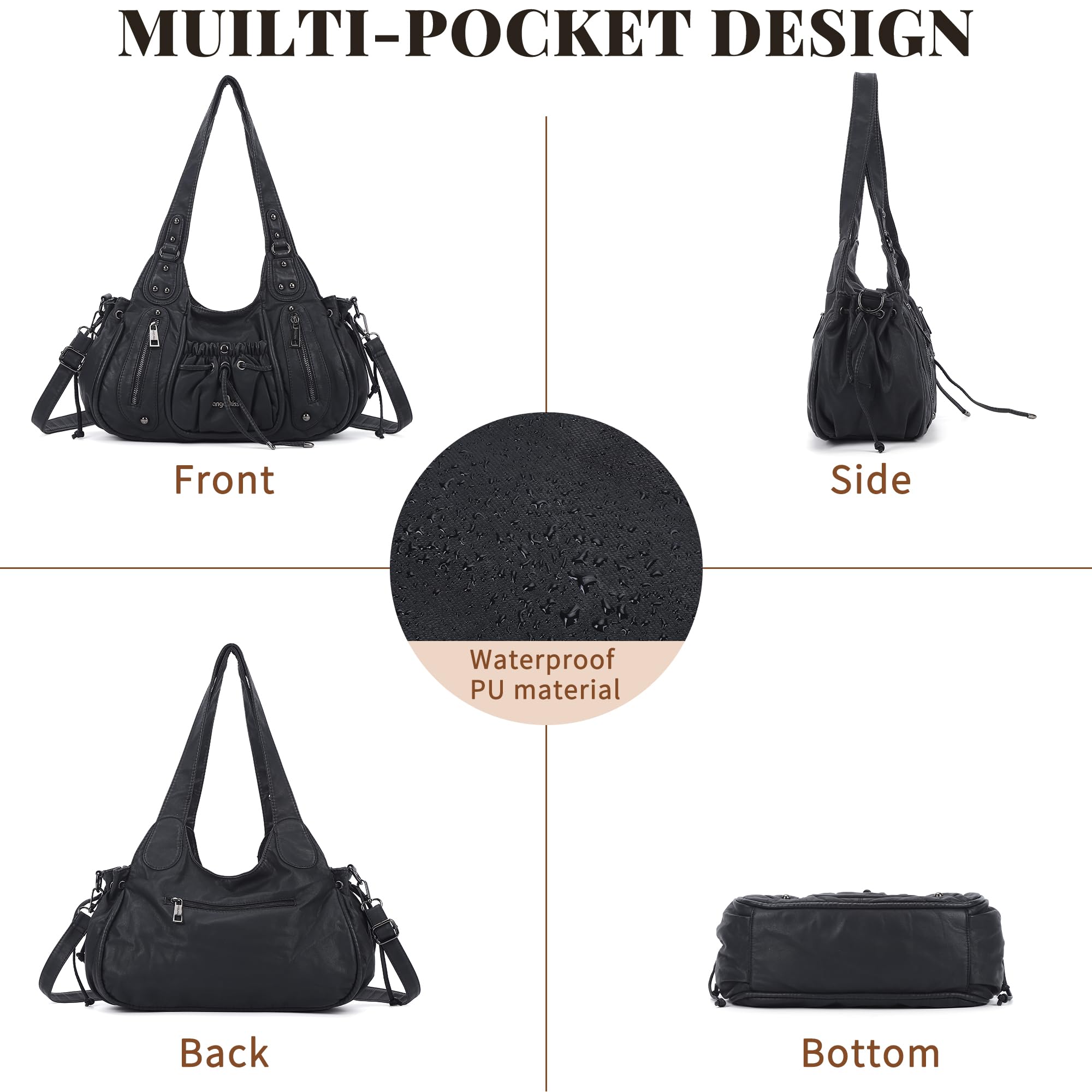 Angel Kiss Borsa Donna Media Elegante, Borse Tracolla PU Pelle, Tote Bag Impermeabile Pelle PU, Ampia e Pratica Maniglia Regolabile Molte Tasche Scomparti, per Scuola, Lavoro e Viaggio