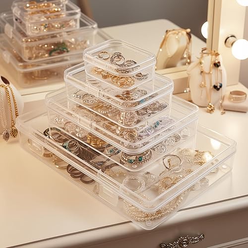 Miniatura 2 de Paquete de 96 Contenedores de Almacenamiento Rectangulares de Plástico Transparente con Tapa con Bisagras para Cuentas y Otros Artículos Pequeños de