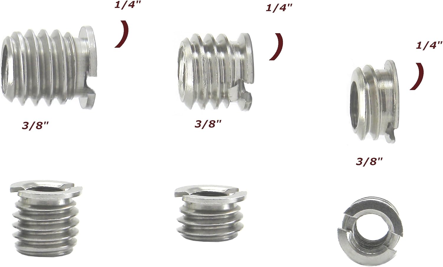 Desmond カメラ三脚ブッシング 1/4インチから3/8インチ 変換ネジ 5個パック (3つの異なる長さのアダプターセット)