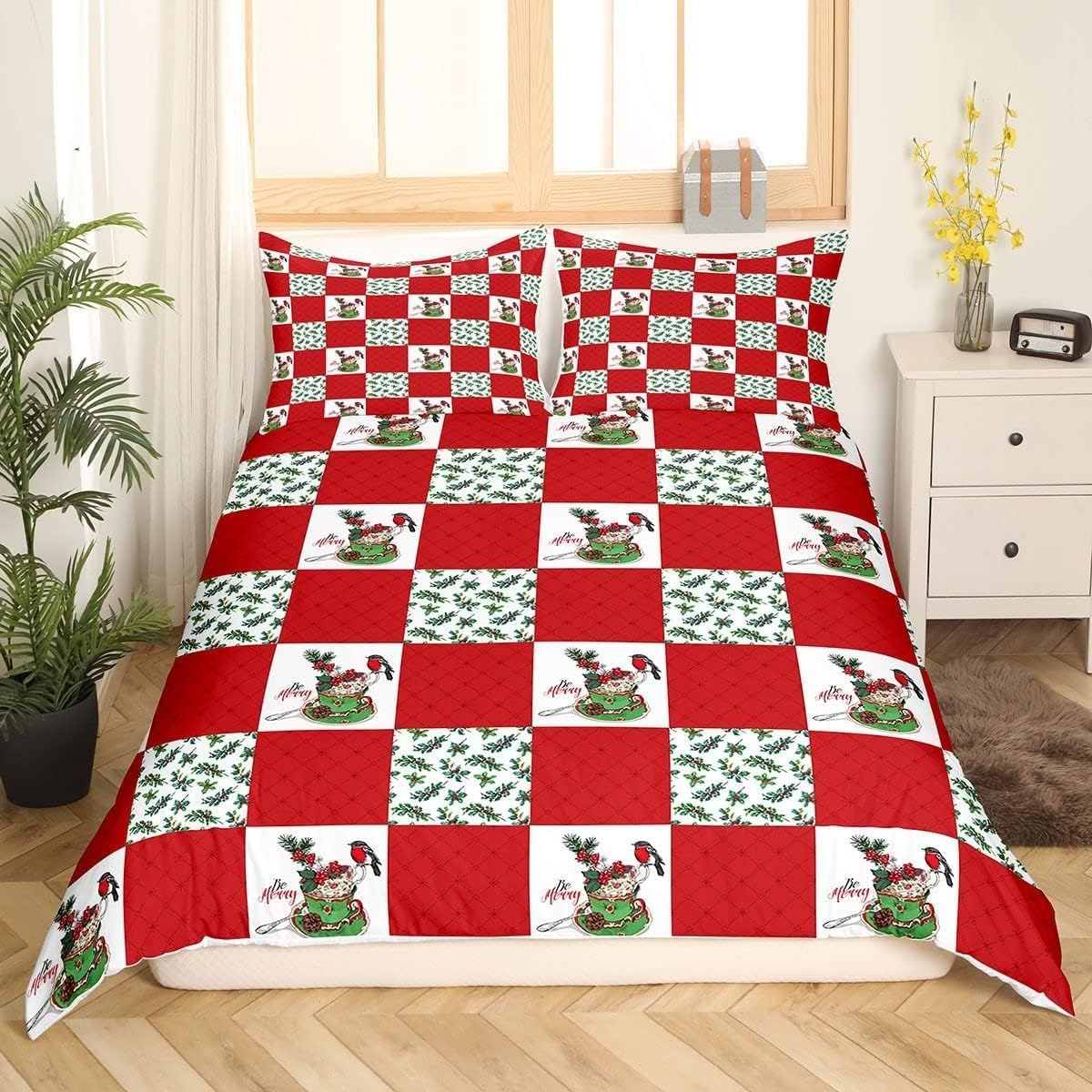 Parure de lit rouge zippée en microfibre douce et infroissable pour un lit impeccable