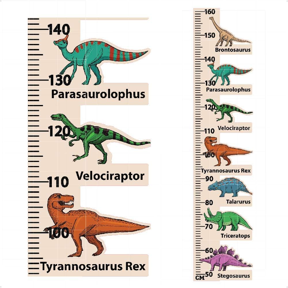 Height Chart for Kids by Stickers Magic – as Tall as Dinosaur Growth Chart Ruler - Wall Sticker Decal in Metric Measure - Fabric & Vinyl – Perfect for Boys, Girls, Toddlers, Nursery Decor