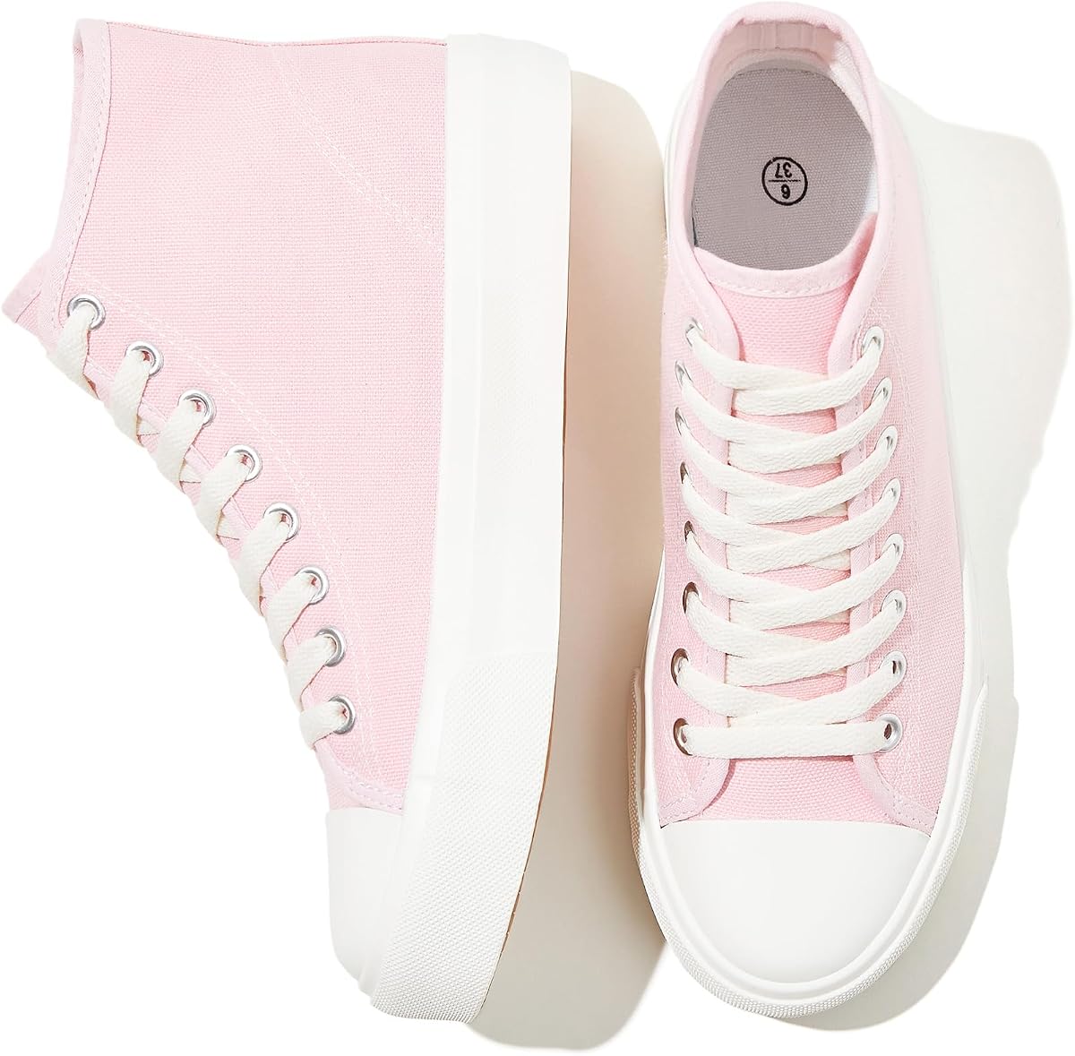 Uoidru High Top Sneakers for Women Canvas Shoes White Canvas High Tops Women Casual Shoes Lace Up Fashion Sneakers